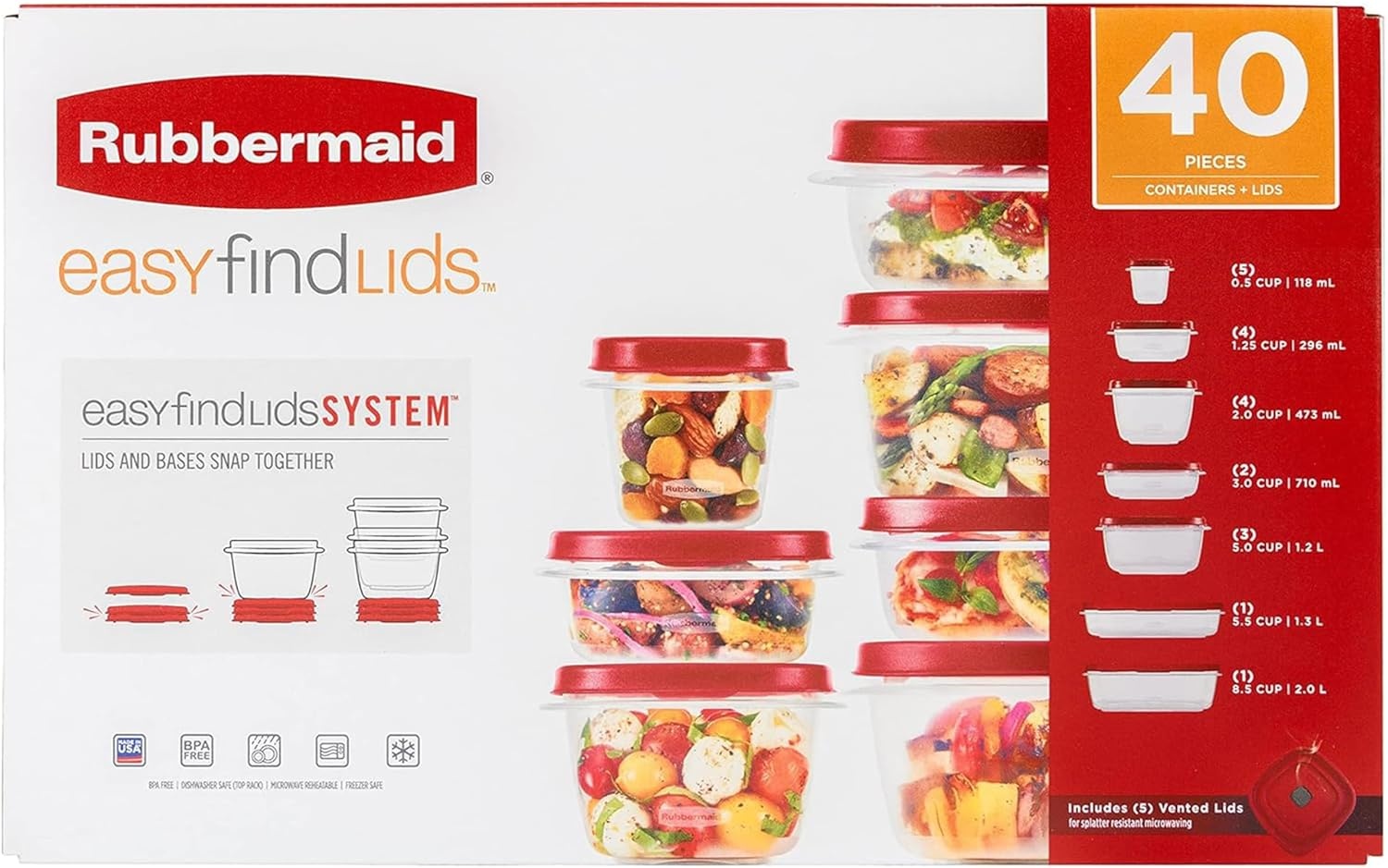 image:imageRubbermaid 42Piece Food Storage Containers with Lids42Piece
