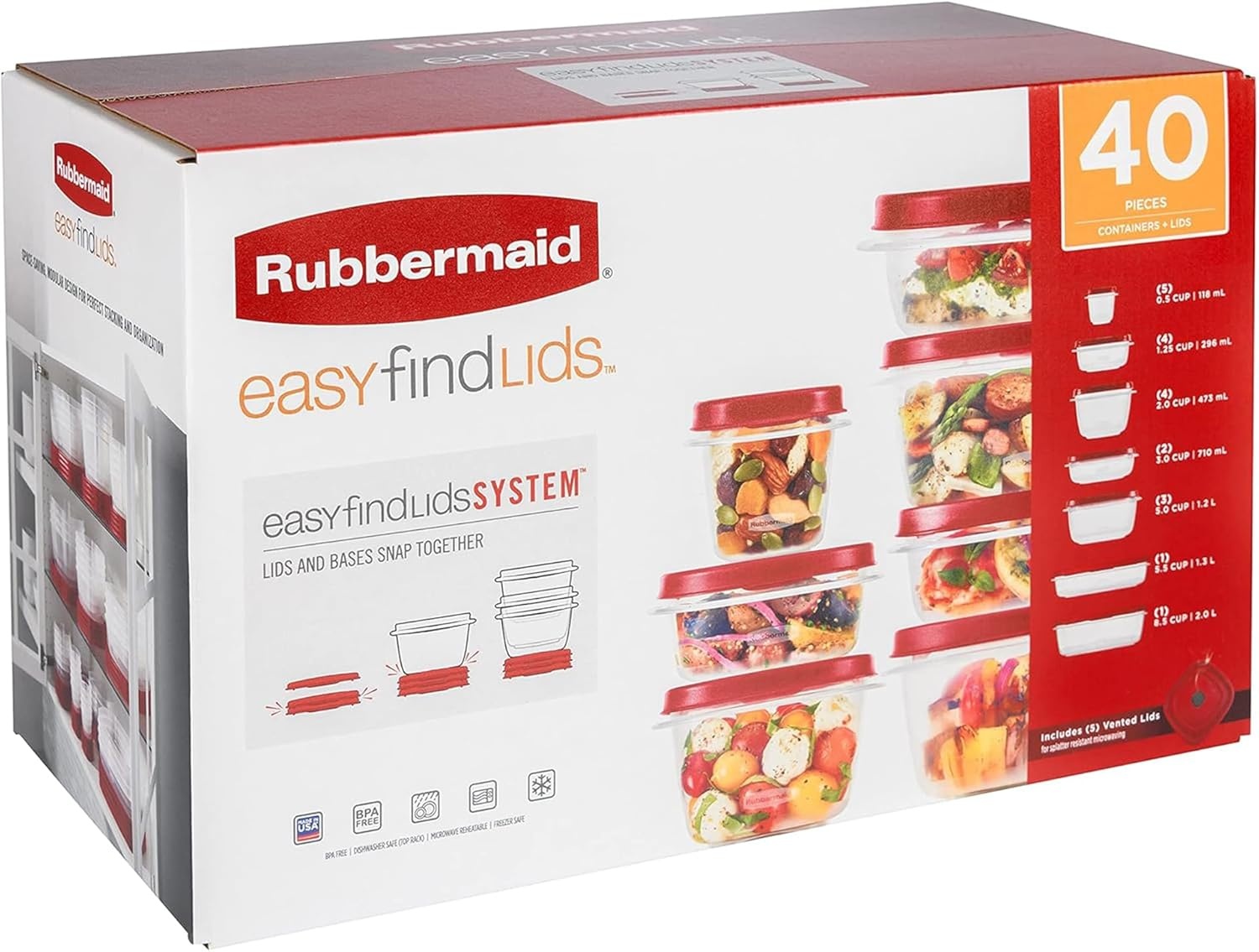 image:imageRubbermaid 42Piece Food Storage Containers with Lids42Piece
