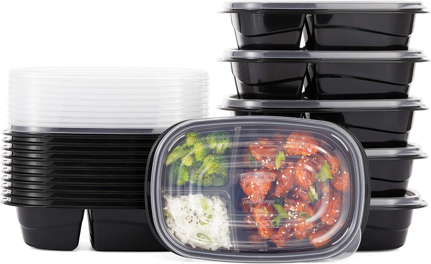 image:imageRubbermaid 50Piece Food Storage Containers with Lids for Lunch Meal Prep and Leftovers Dishwasher Safe Set of 25 Marine BlueBlack
