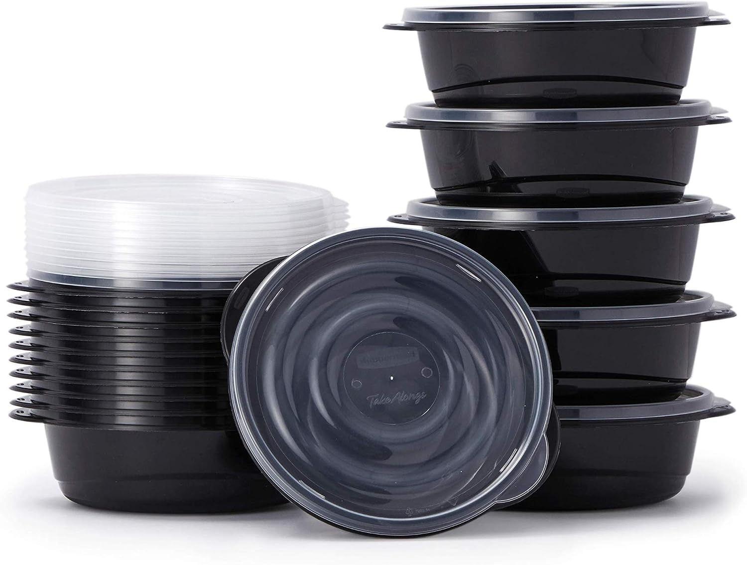 image:imageRubbermaid 50Piece Food Storage Containers with Lids for Lunch Meal Prep and Leftovers Dishwasher Safe Set of 25 Marine BlueBlack