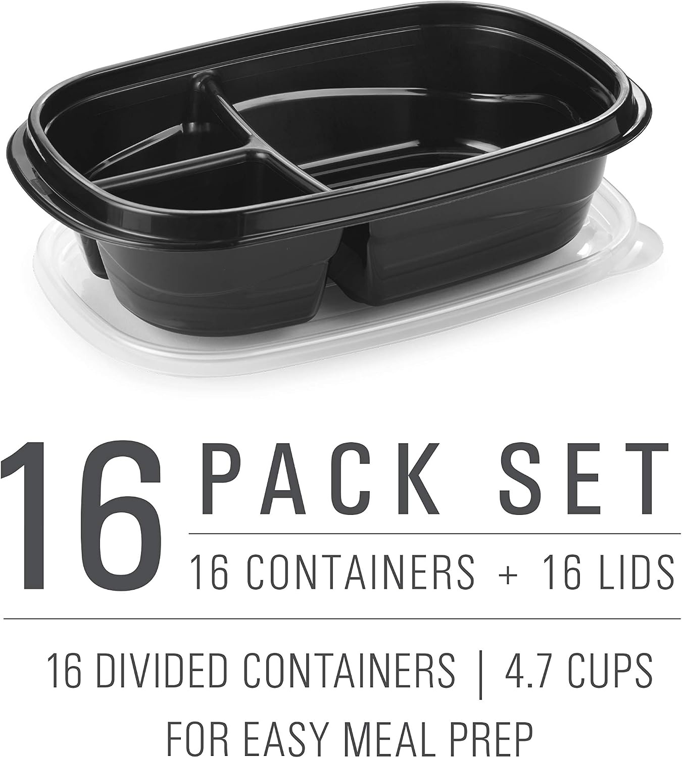 image:imageRubbermaid 50Piece Food Storage Containers with Lids for Lunch Meal Prep and Leftovers Dishwasher Safe Set of 25 Marine BlueBlack