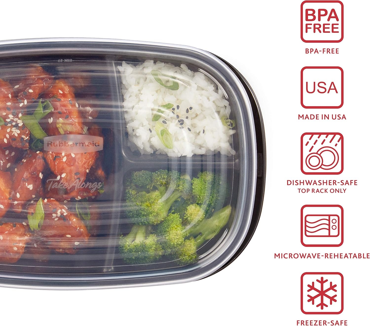 image:imageRubbermaid 50Piece Food Storage Containers with Lids for Lunch Meal Prep and Leftovers Dishwasher Safe Set of 25 Marine BlueBlack