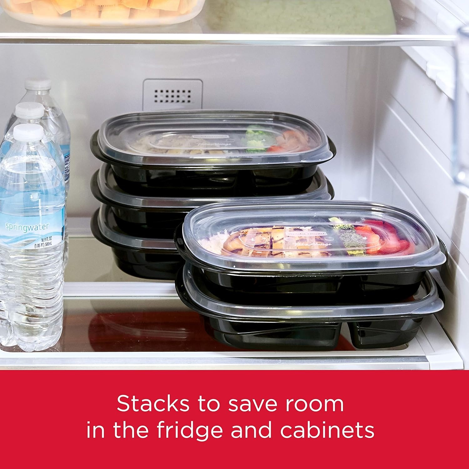 image:imageRubbermaid 50Piece Food Storage Containers with Lids for Lunch Meal Prep and Leftovers Dishwasher Safe Set of 25 Marine BlueBlack