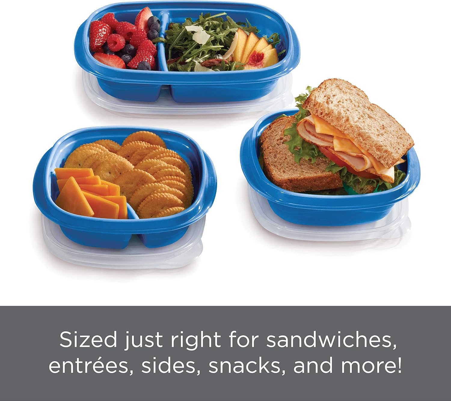 image:imageRubbermaid 50Piece Food Storage Containers with Lids for Lunch Meal Prep and Leftovers Dishwasher Safe Set of 25 Marine BlueMarine Blue
