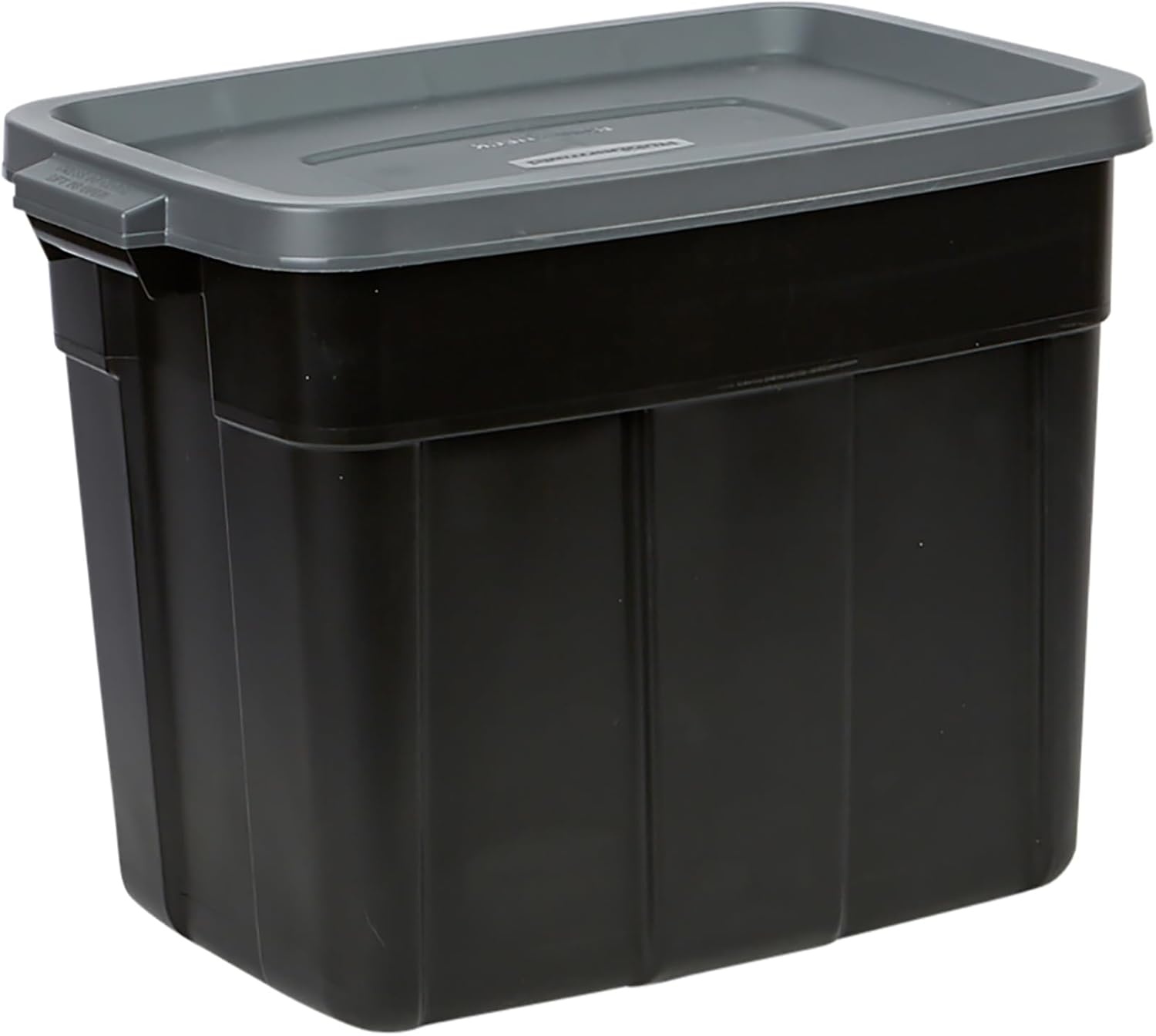 image:imageRubbermaid 6Pack Heavy Duty Durable 3 GAL Totes for Storage with Snap Lids and Handles Plastic Storage Bins Stackable Black Gray for Home and Garage 3 GAL 6 Pack Solid Black and Grey3 Gal 6 Pack