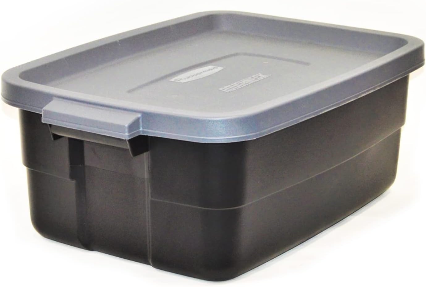 image:imageRubbermaid 6Pack Heavy Duty Durable 3 GAL Totes for Storage with Snap Lids and Handles Plastic Storage Bins Stackable Black Gray for Home and Garage 3 GAL 6 Pack Solid Black and Grey10 Gal 6 Pack