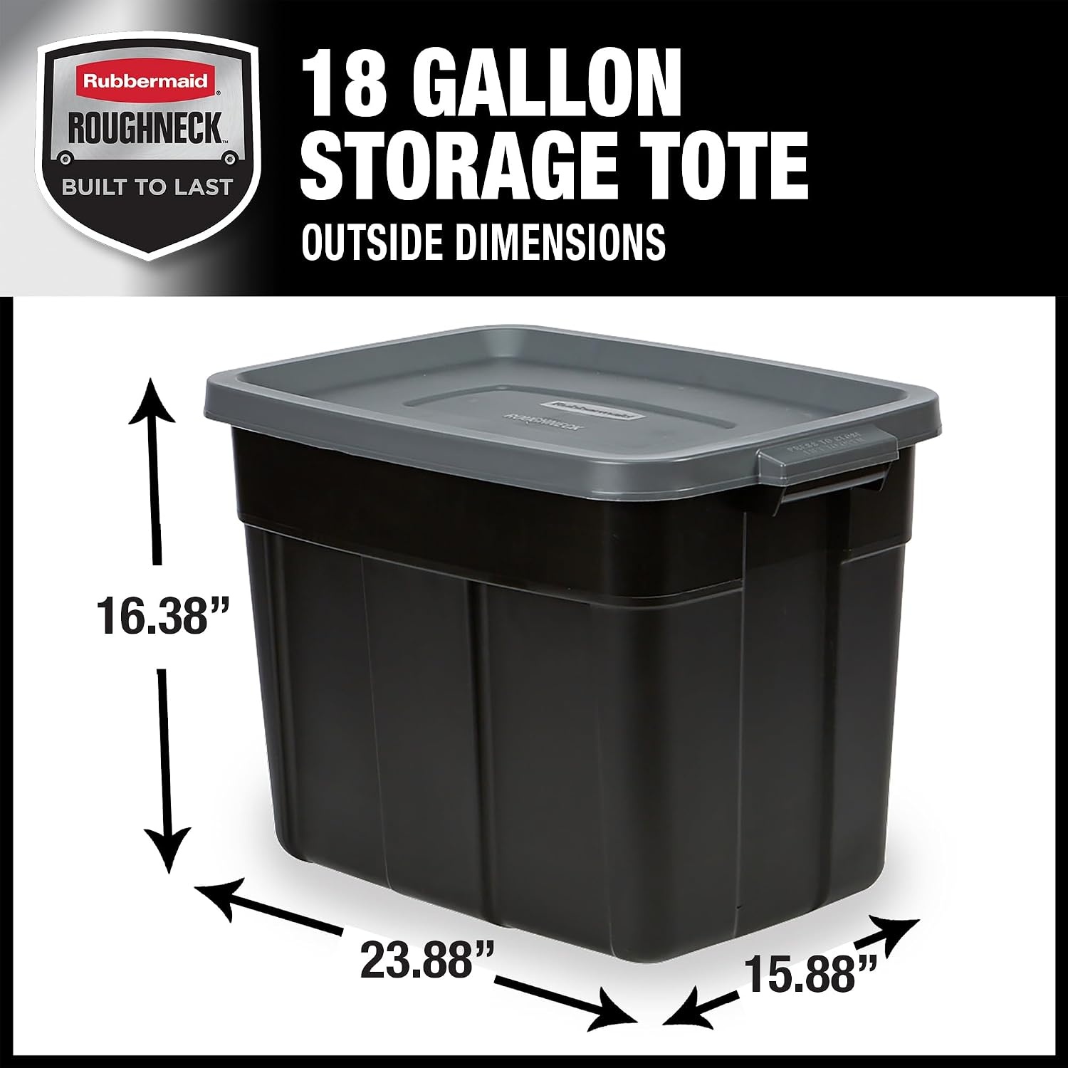 image:imageRubbermaid 6Pack Heavy Duty Durable 3 GAL Totes for Storage with Snap Lids and Handles Plastic Storage Bins Stackable Black Gray for Home and Garage 3 GAL 6 Pack Solid Black and Grey18 Gal 6 Pack