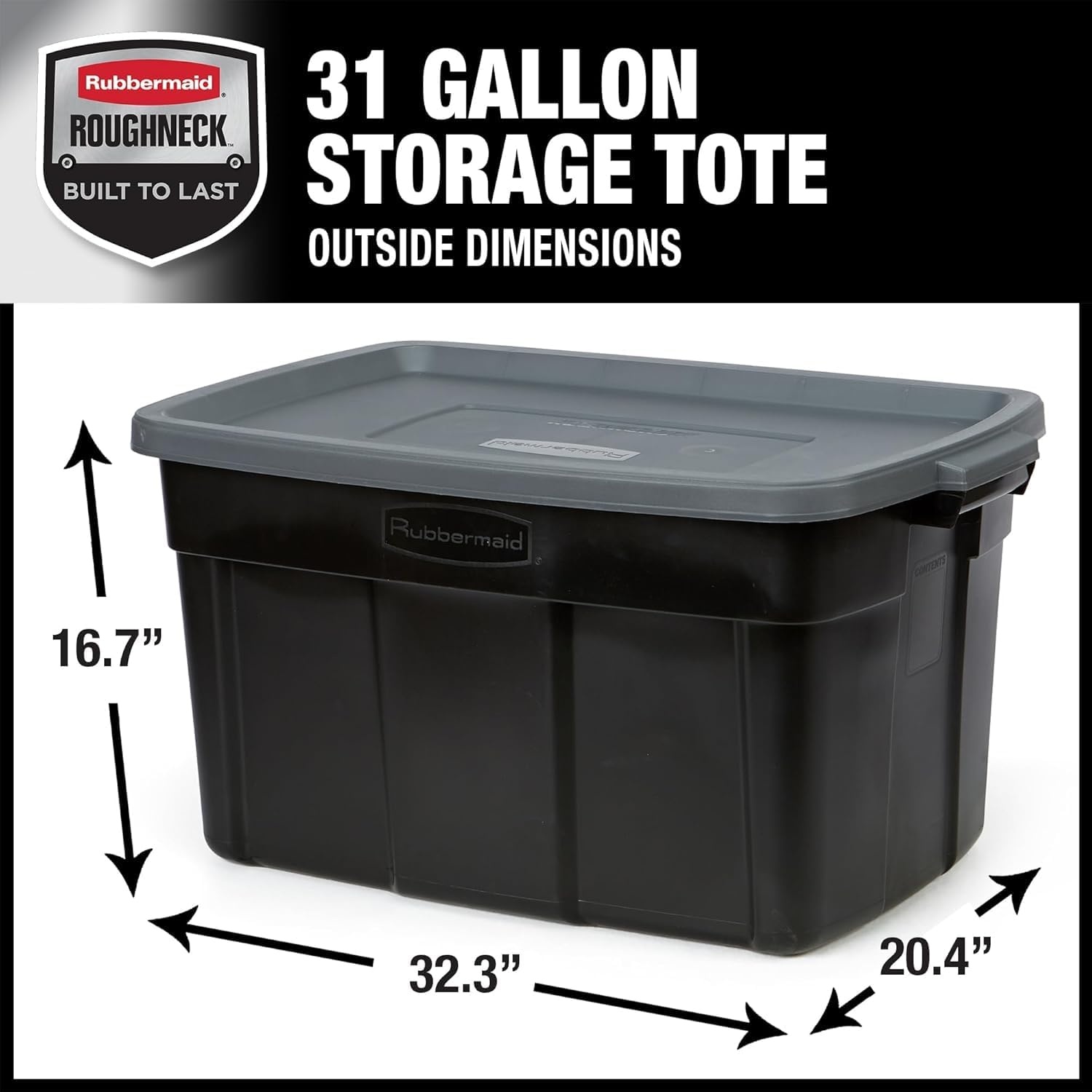 image:imageRubbermaid 6Pack Heavy Duty Durable 3 GAL Totes for Storage with Snap Lids and Handles Plastic Storage Bins Stackable Black Gray for Home and Garage 3 GAL 6 Pack Solid Black and Grey31 Gal 3 Pack