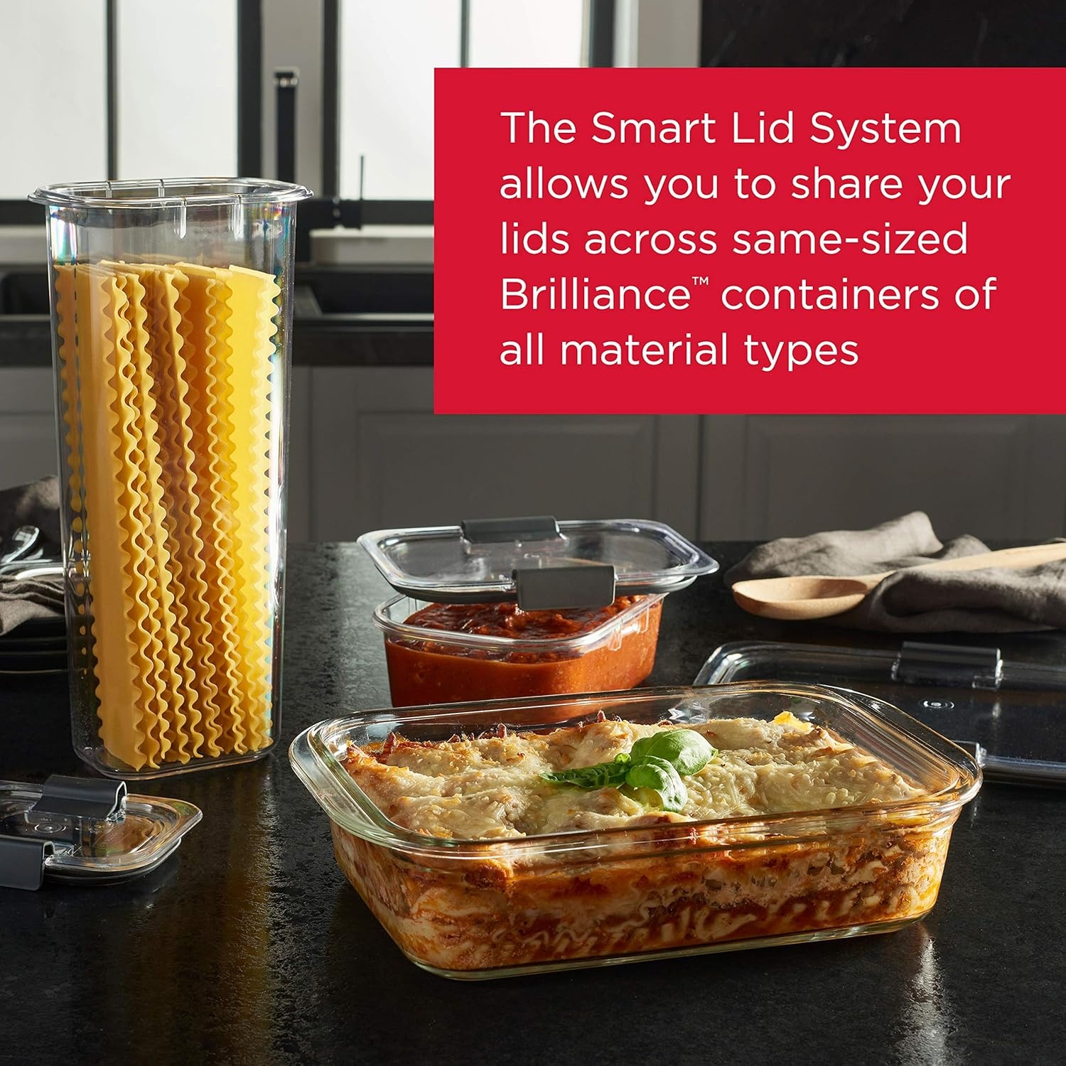image:imageRubbermaid Brilliance Glass Food Storage Container 8Cup Food Container with Lid 2 Pieces Total BPA Free and Leak ProofSet of 1 8Cup