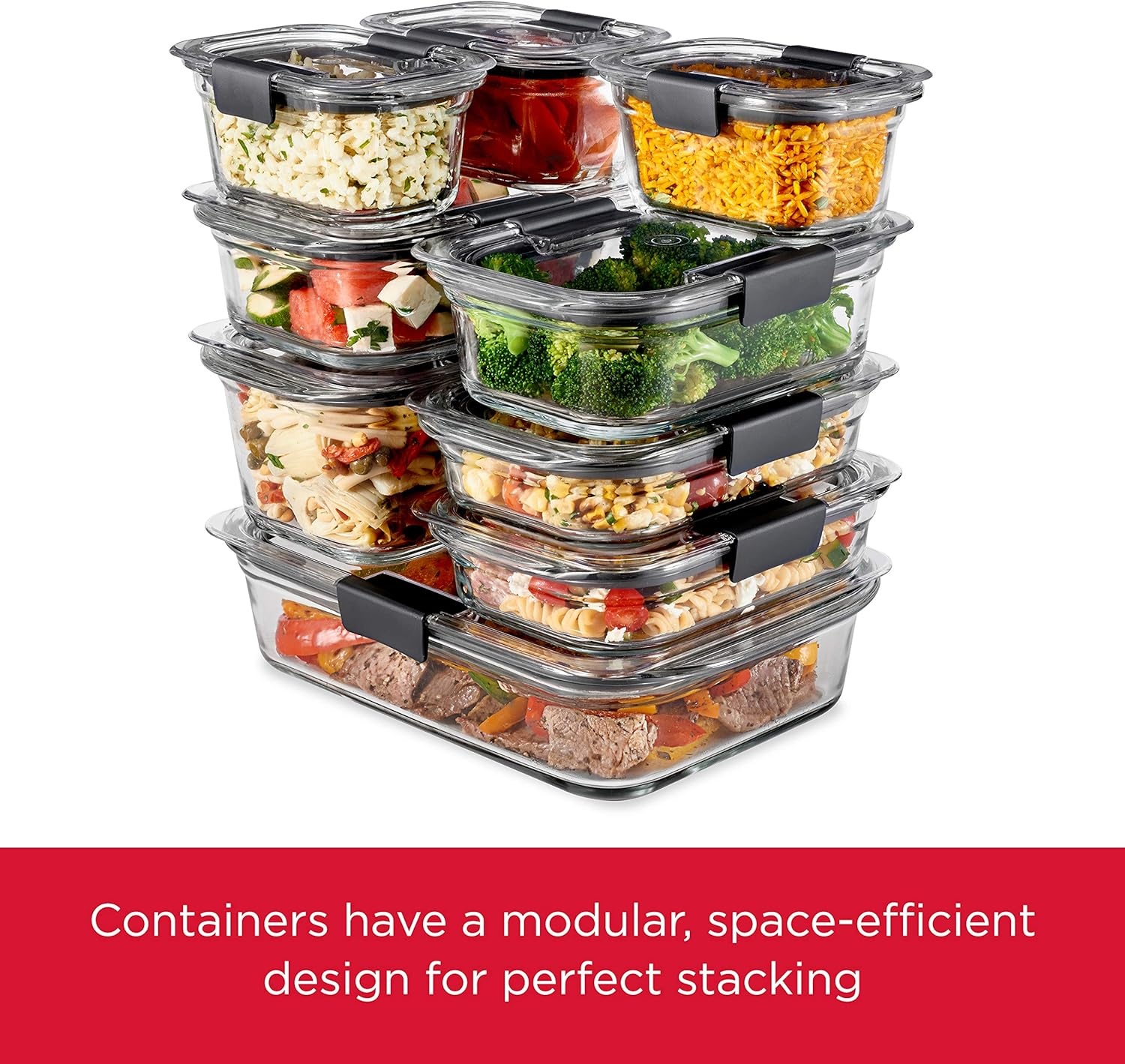 image:imageRubbermaid Brilliance Glass Food Storage Container 8Cup Food Container with Lid 2 Pieces Total BPA Free and Leak ProofSet of 1 8Cup