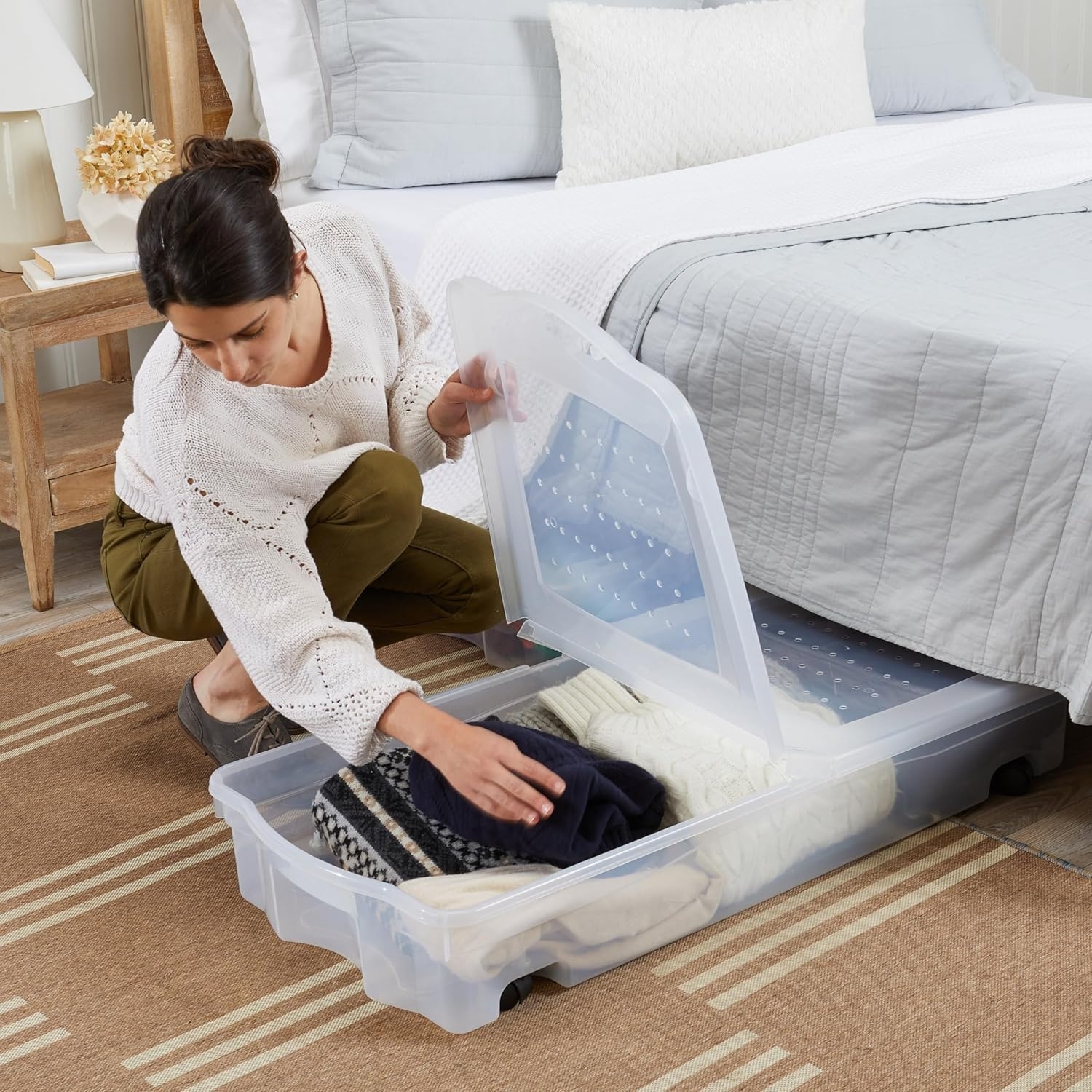 image:imageRubbermaid Cleverstore 6 Qt Clear Storage Bins with Lids 12Pack Stackable BPAFree Made in USAUnder the Bed 2 Pack
