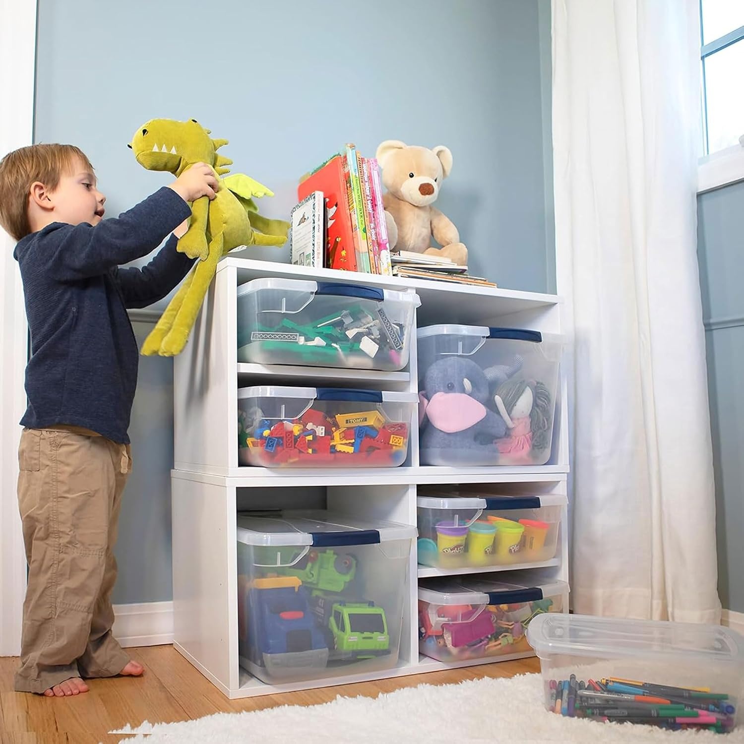 image:imageRubbermaid Cleverstore 6 Qt Clear Storage Bins with Lids 12Pack Stackable BPAFree Made in USAVariety 16 Pack