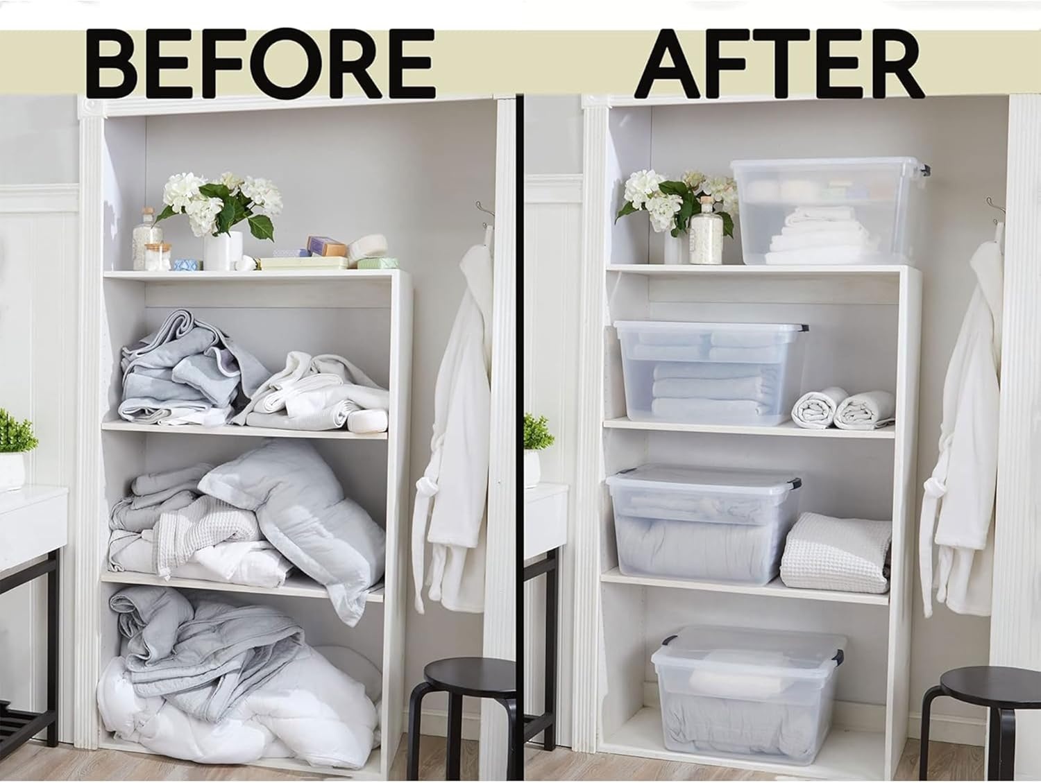 image:imageRubbermaid Cleverstore 74 Qt Clear Storage Bins with Lids and Nesting Tray 4Pack Stackable BPAFree Made in USA74 Qt 4 Pack w Trays