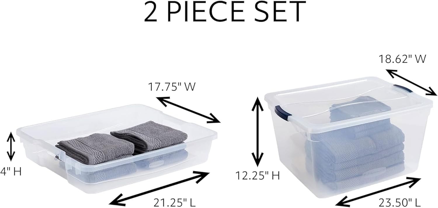 image:imageRubbermaid Cleverstore 74 Qt Clear Storage Bins with Lids and Nesting Tray 4Pack Stackable BPAFree Made in USA74 Qt 4 Pack w Trays