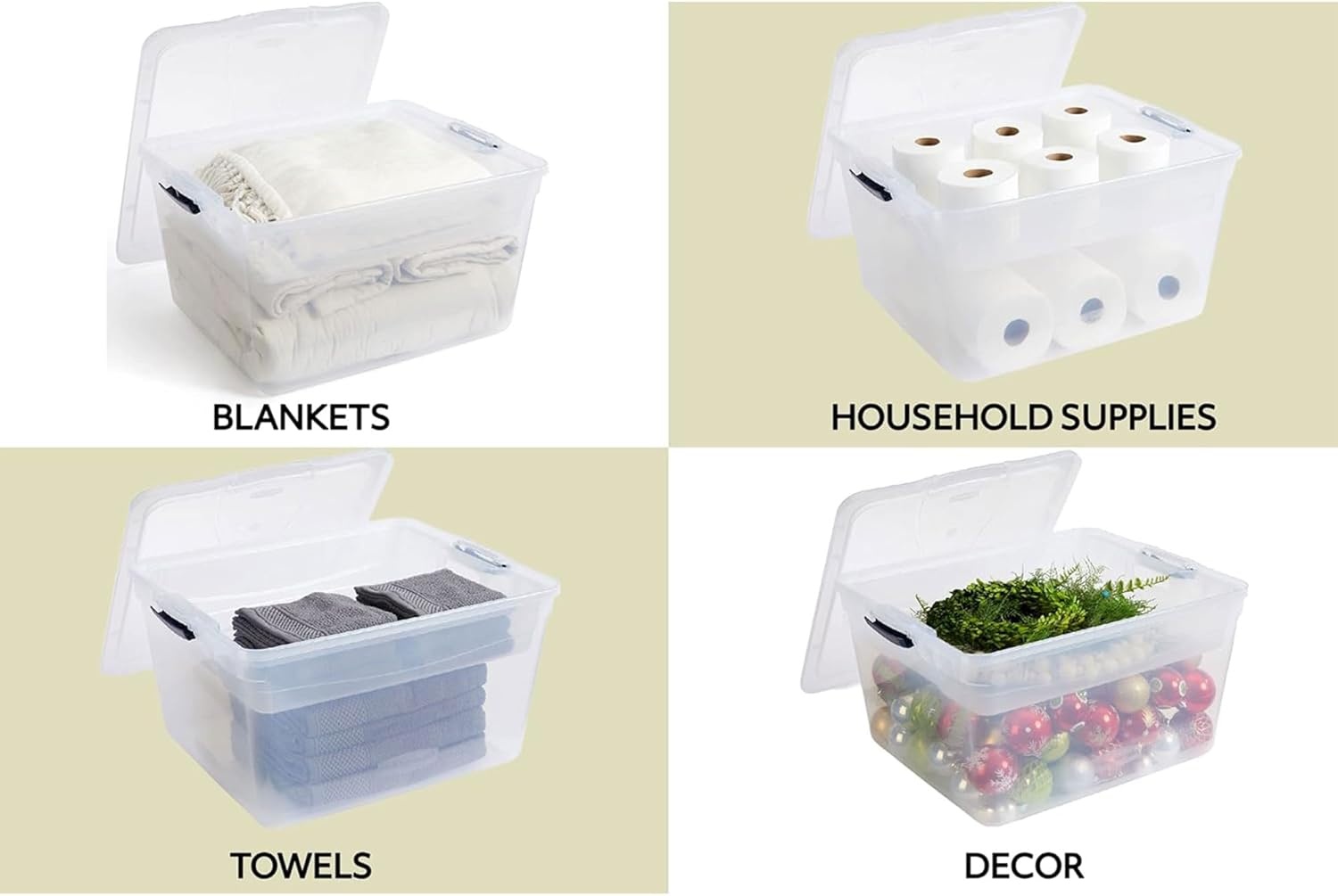 image:imageRubbermaid Cleverstore 74 Qt Clear Storage Bins with Lids and Nesting Tray 4Pack Stackable BPAFree Made in USA74 Qt 4 Pack w Trays