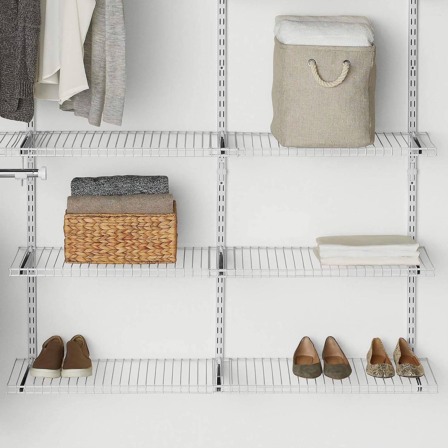 image:imageRubbermaid Configurations 26 Shelving Kit Set of 2 Shelves Uprights not included White Expandable Organization for HomeLaundryBathroomMudroomPantryLinen ClosetGarageWire Shelf