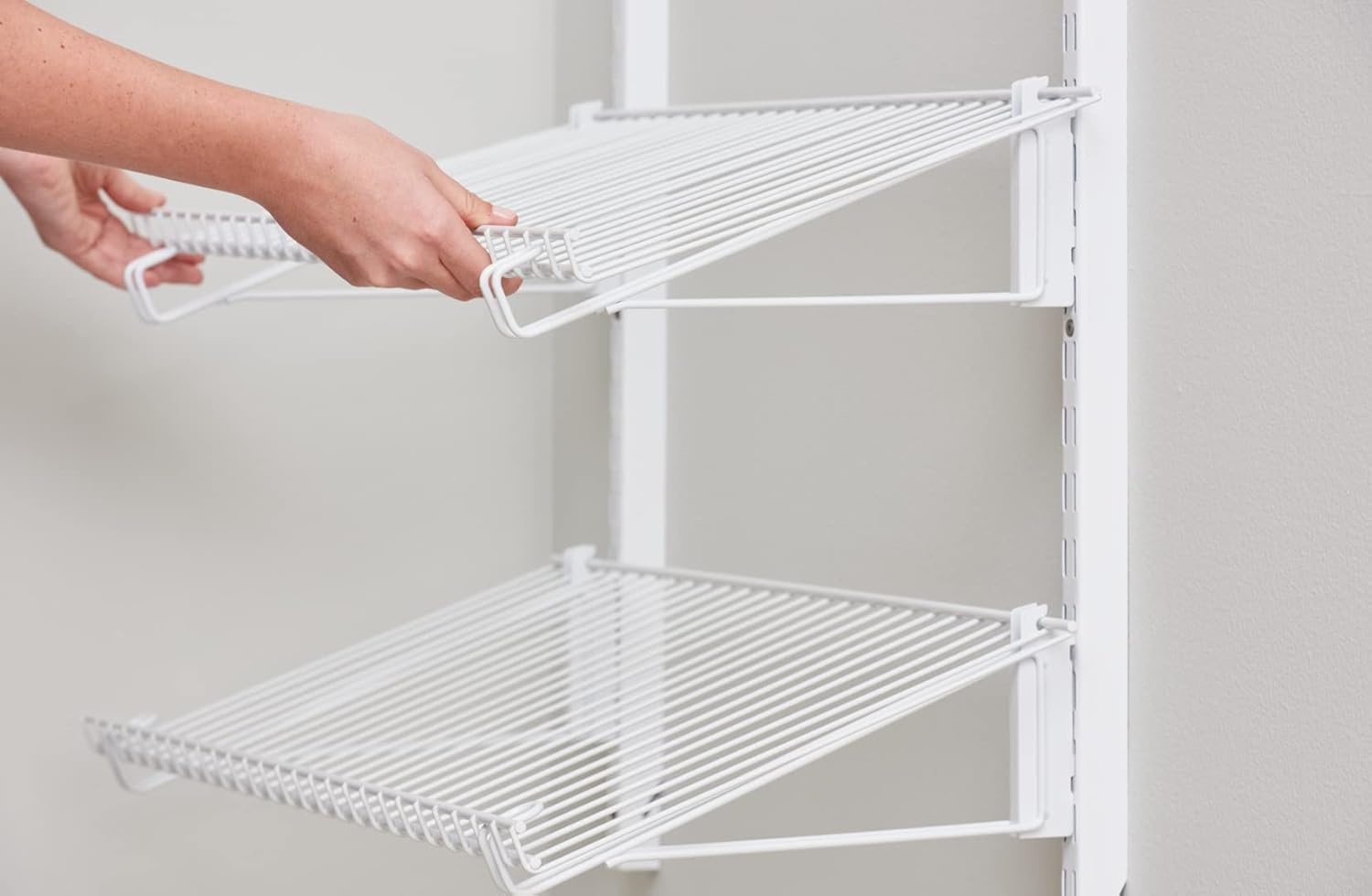 image:imageRubbermaid Configurations 26 Shelving Kit Set of 2 Shelves Uprights not included White Expandable Organization for HomeLaundryBathroomMudroomPantryLinen ClosetGarageShoe Shelf