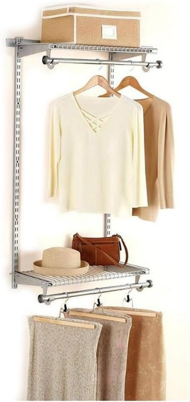 image:imageRubbermaid Configurations Closet Shelves amp Hanging Kit 2 26 Shelves Titanium Custom Pantry Organizer and StorageClothes Rack for HomeLaundryBathroomMudroomPantryLinen Closet