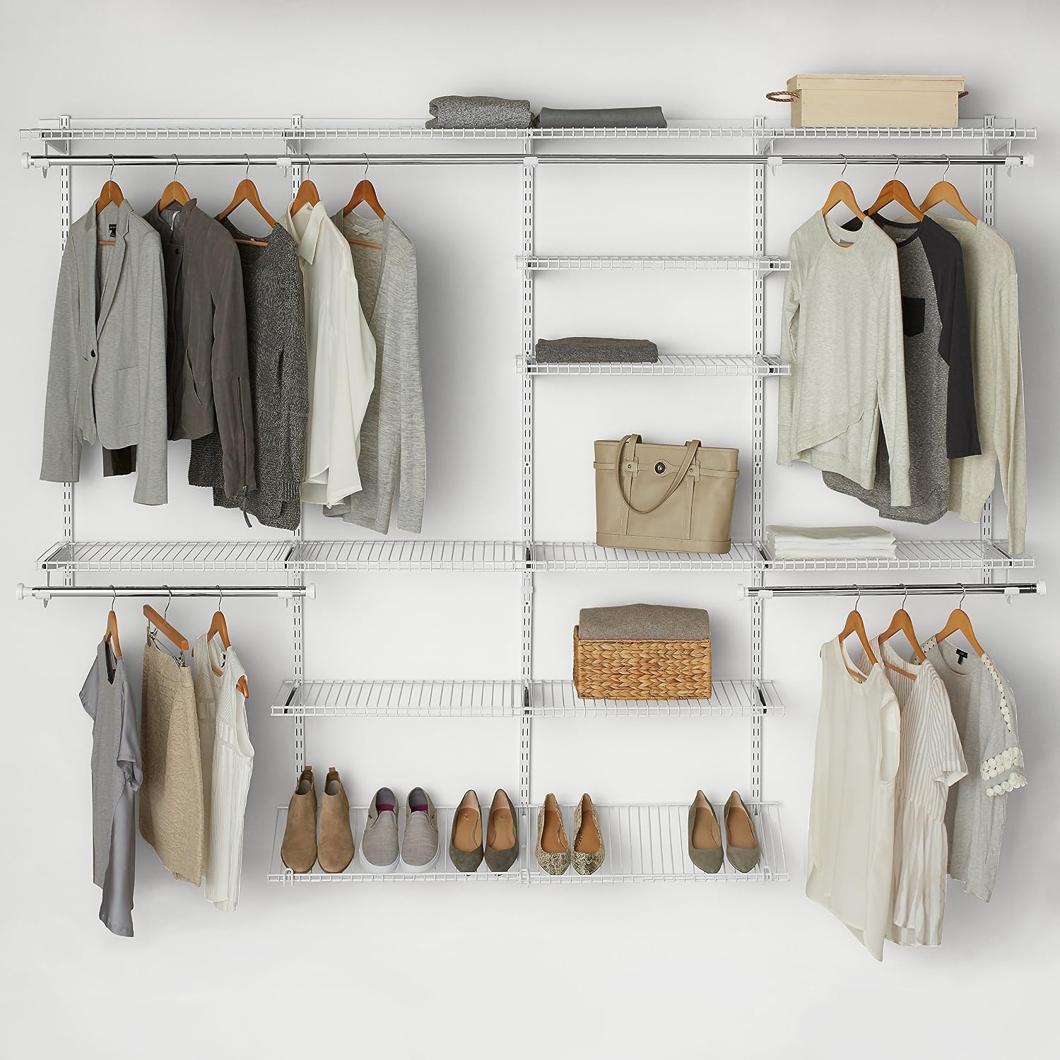 image:imageRubbermaid Configurations Closet Shelves amp Hanging Kit 2 26 Shelves White Custom Pantry Organizer and StorageClothes Rack for HomeLaundryBathroomMudroomPantryLinen Closet
