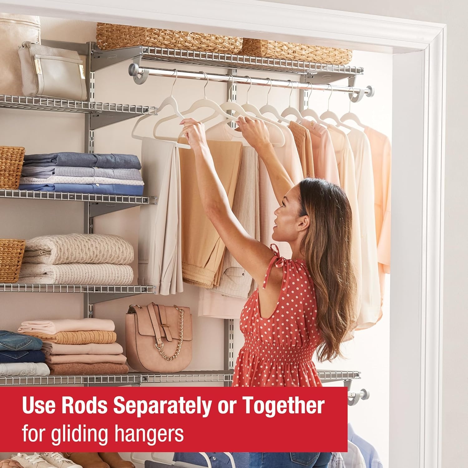 image:imageRubbermaid Configurations Deluxe Custom Closet Kit 36 Ft Adjustable Metal Wire Shelving Titanium Finish Expandable Organization System Hardware Included for Home ClosetPantryLaundryMudroomTitanium