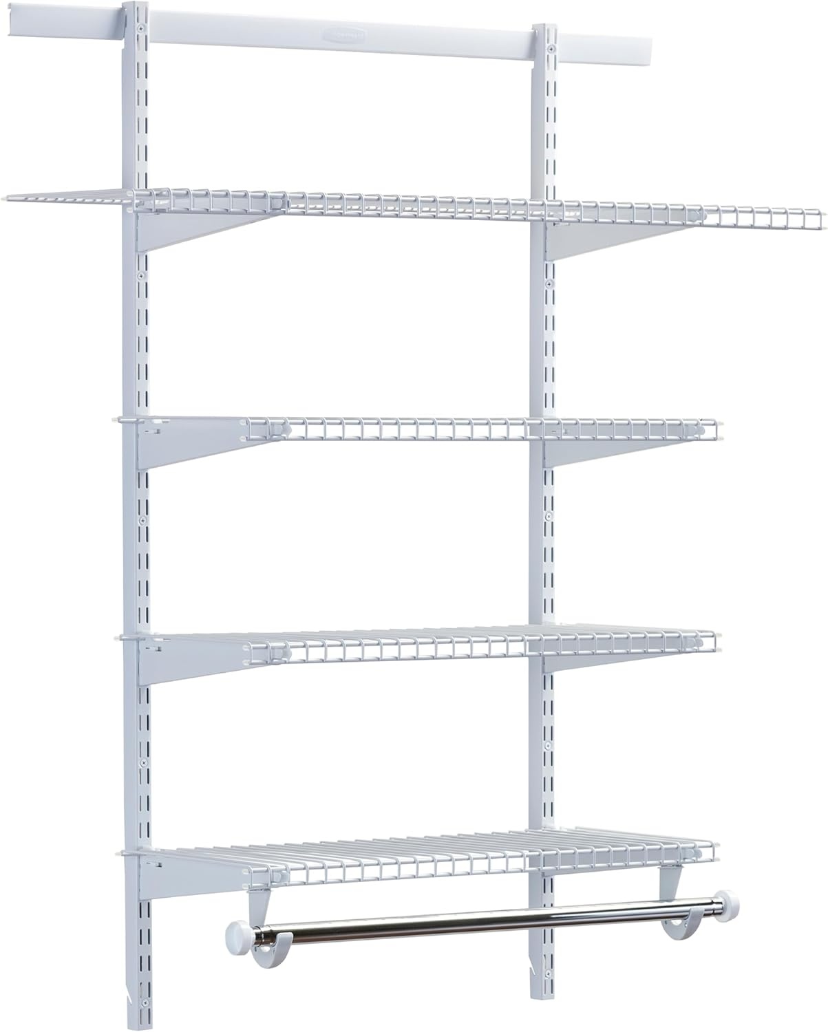 image:imageRubbermaid Configurations Deluxe Custom Closet Kit 36 Ft Adjustable Metal Wire Shelving Titanium Finish Expandable Organization System Hardware Included for Home ClosetPantryLaundryMudroomWhite