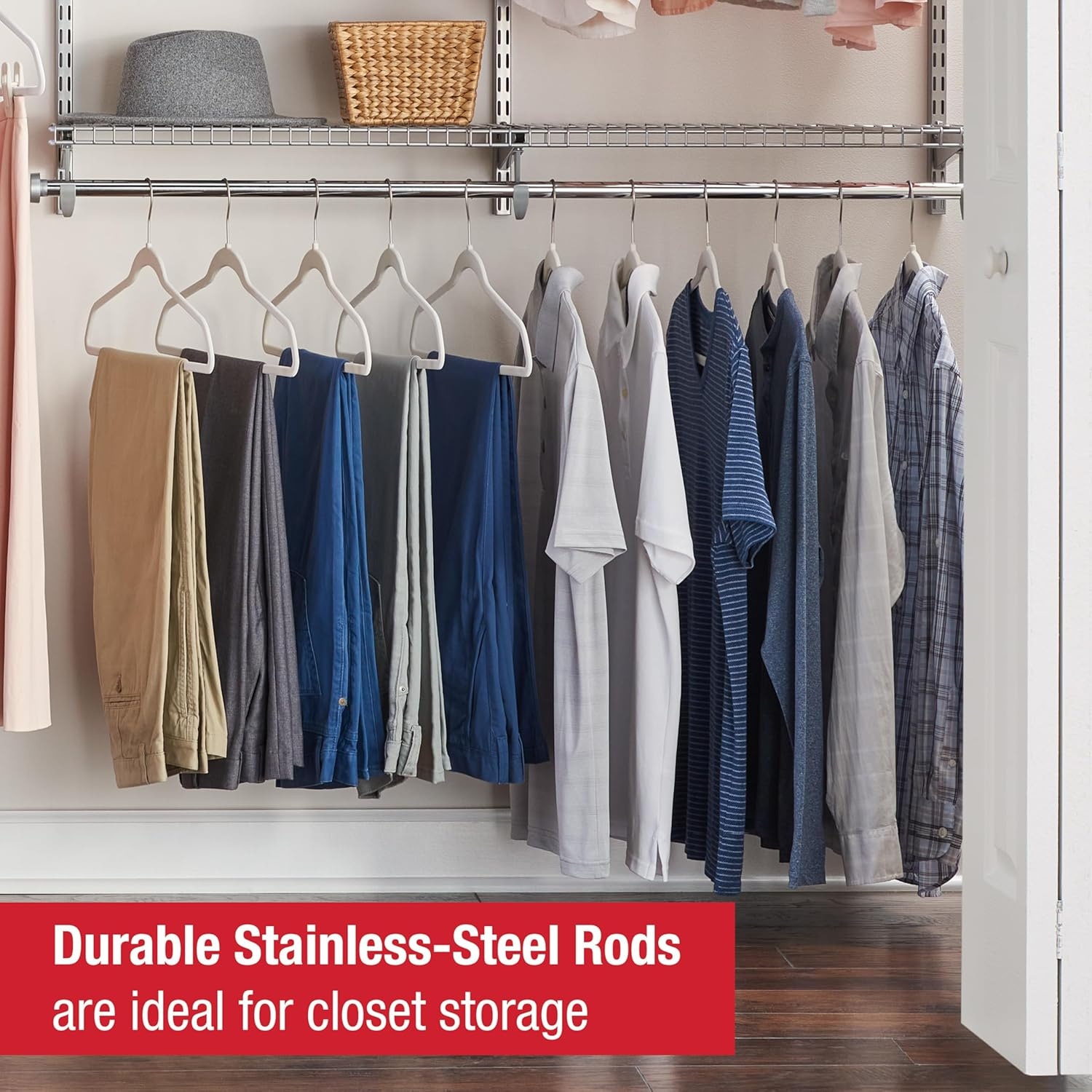 image:imageRubbermaid Configurations Deluxe Custom Closet Kit 36 Ft Adjustable Metal Wire Shelving Titanium Finish Expandable Organization System Hardware Included for Home ClosetPantryLaundryMudroomTitanium