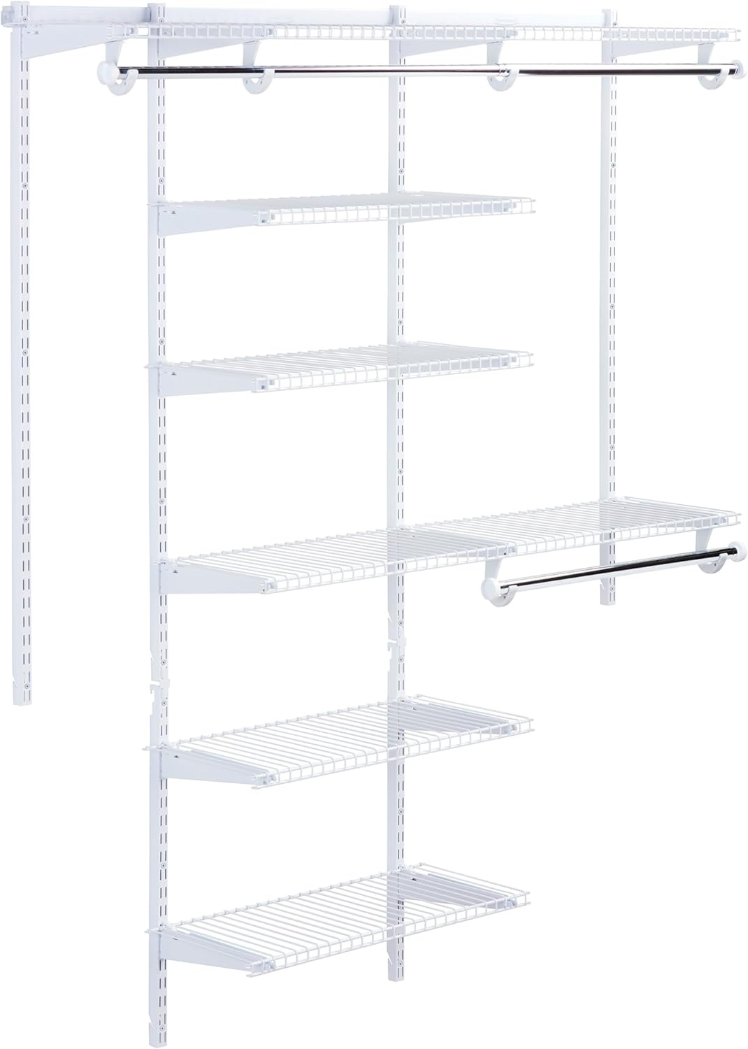 image:imageRubbermaid Configurations Deluxe Custom Closet Kit 36 Ft Adjustable Metal Wire Shelving Titanium Finish Expandable Organization System Hardware Included for Home ClosetPantryLaundryMudroomWhite
