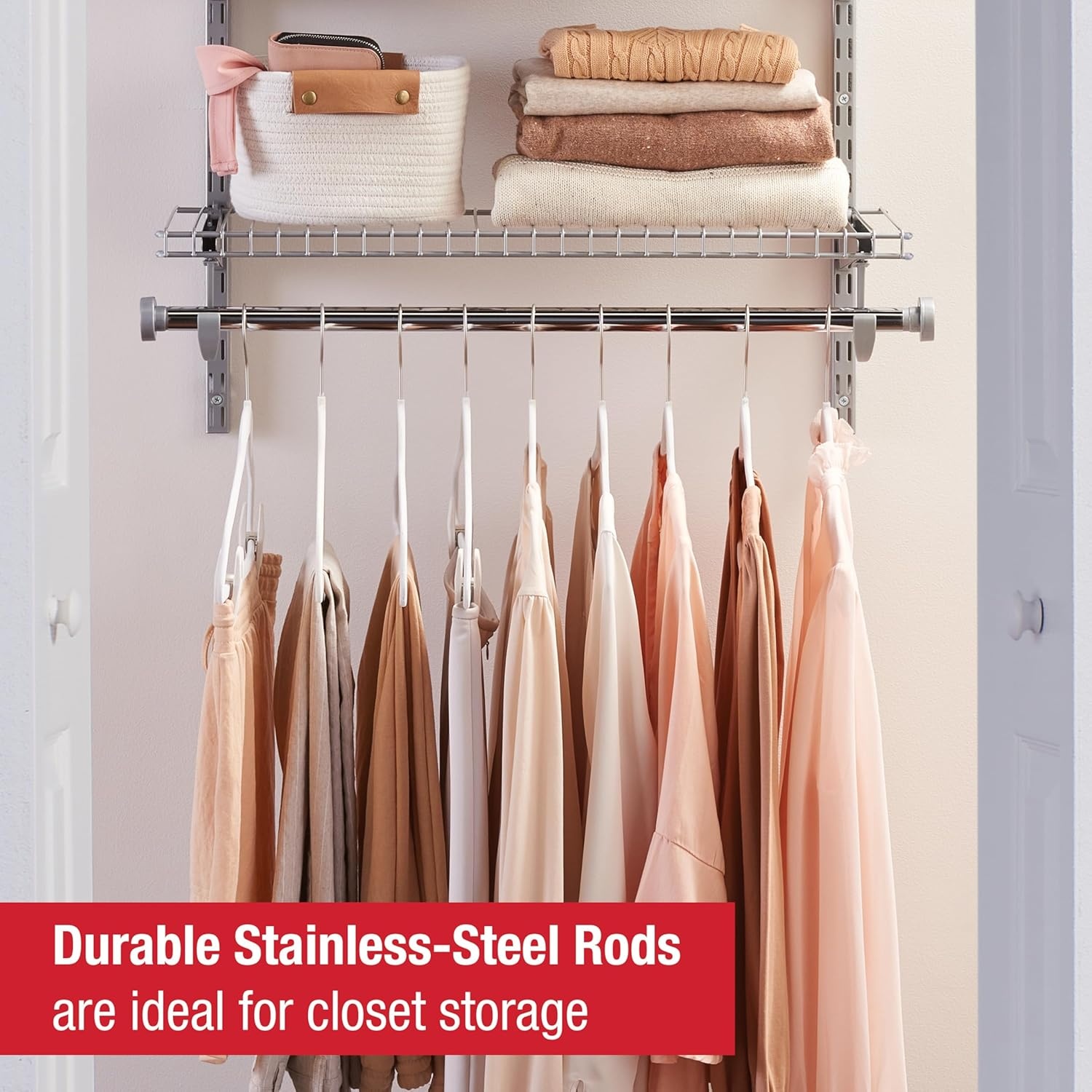 image:imageRubbermaid Configurations Deluxe Custom Closet Kit 36 Ft Adjustable Metal Wire Shelving Titanium Finish Expandable Organization System Hardware Included for Home ClosetPantryLaundryMudroomTitanium
