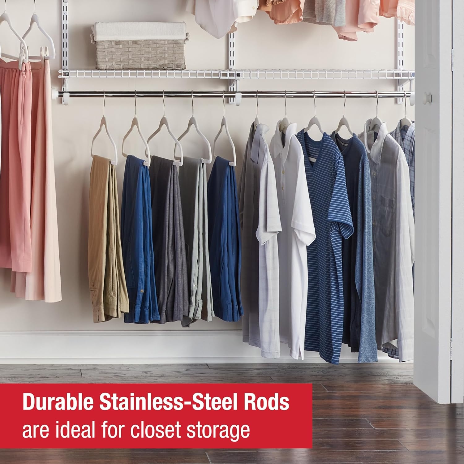 image:imageRubbermaid Configurations Deluxe Custom Closet Kit 36 Ft Adjustable Metal Wire Shelving Titanium Finish Expandable Organization System Hardware Included for Home ClosetPantryLaundryMudroomWhite