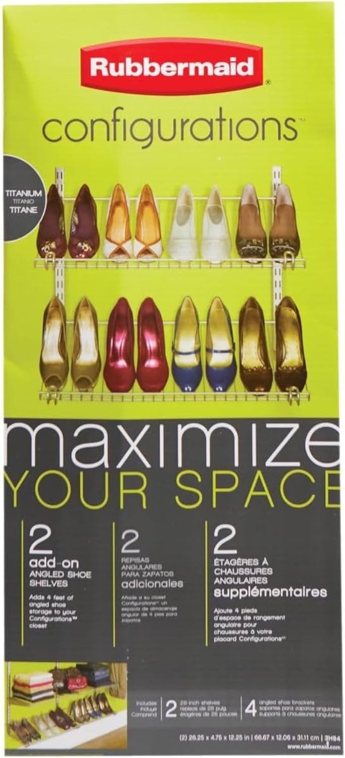 image:imageRubbermaid Configurations Shoe Shelf Titanium Floating Shelves for Shoe OrganizationStorage for HomeLaundryBathroomMudroomPantryLinen Closet