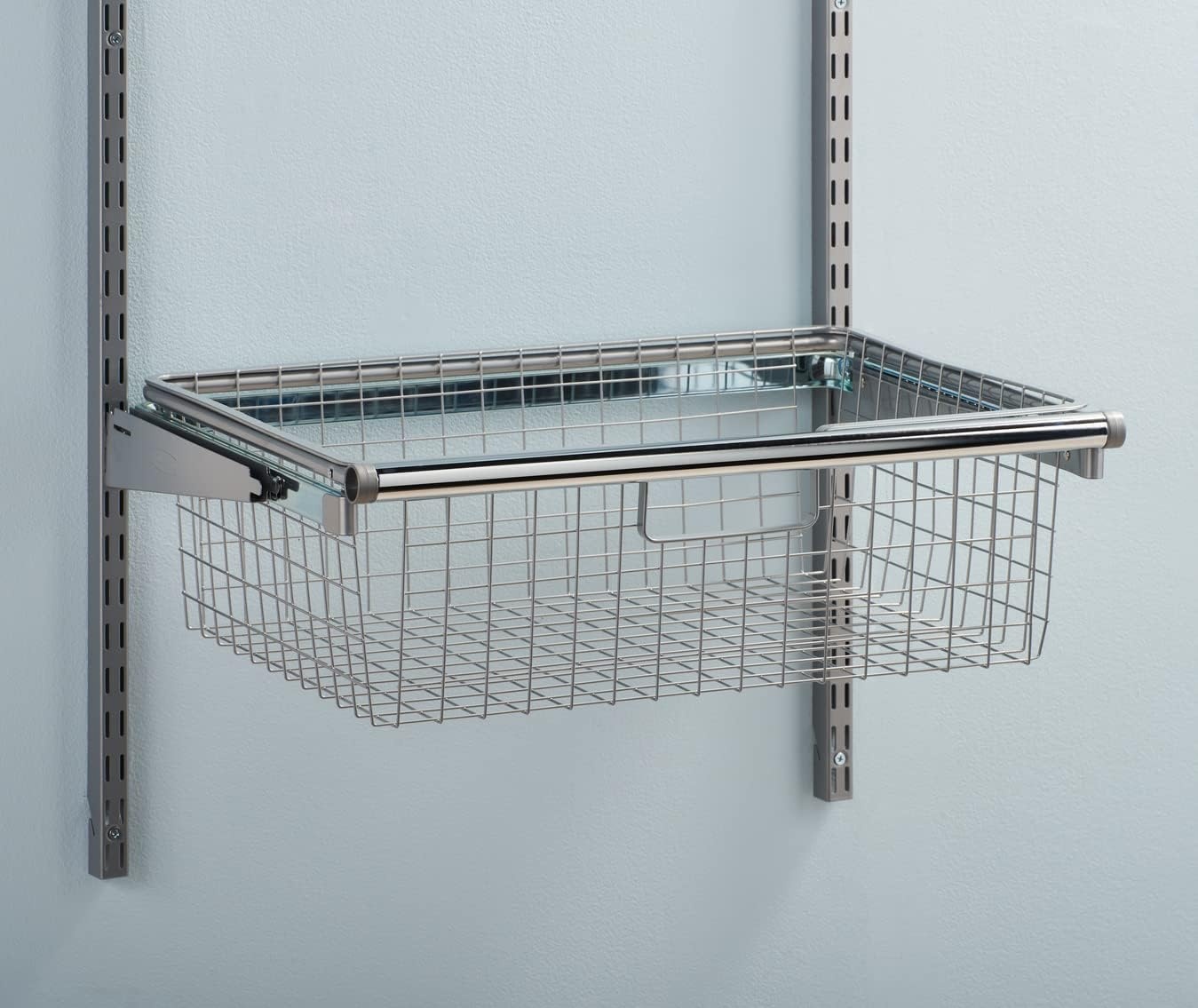 image:imageRubbermaid Configurations Sliding Basket for Closet Drawer Organization Titanium Sturdy Slide Out Basket for HomeLaundryBathroomMudroomPantryLinen ClosetTitanium