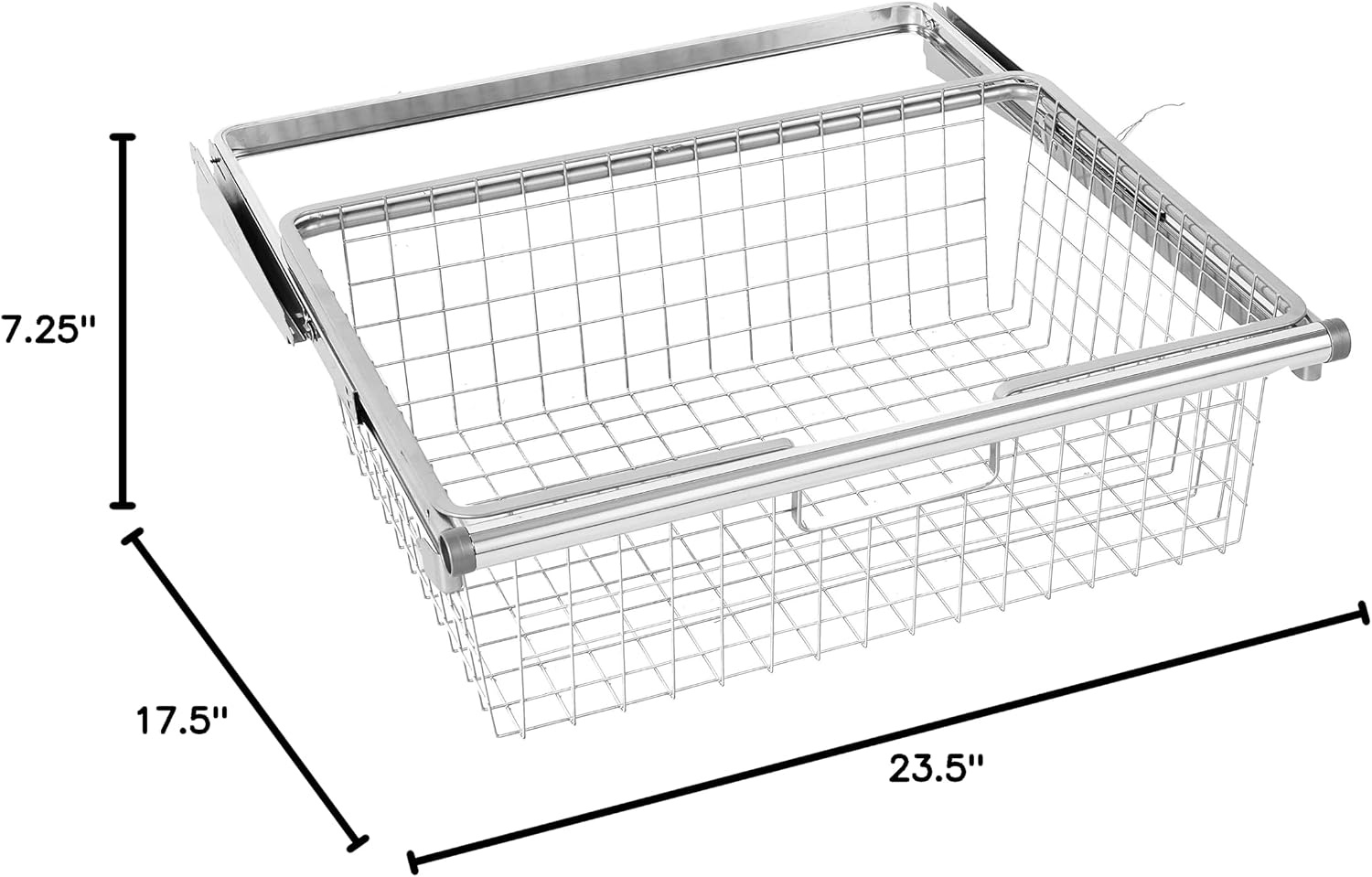 image:imageRubbermaid Configurations Sliding Basket for Closet Drawer Organization Titanium Sturdy Slide Out Basket for HomeLaundryBathroomMudroomPantryLinen ClosetTitanium