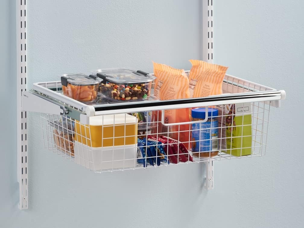 image:imageRubbermaid Configurations Sliding Basket for Closet Drawer Organization White Sturdy Slide Out Basket for HomeLaundryBathroomMudroomPantryLinen Closet