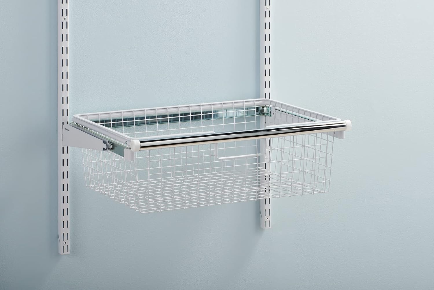 image:imageRubbermaid Configurations Sliding Basket for Closet Drawer Organization White Sturdy Slide Out Basket for HomeLaundryBathroomMudroomPantryLinen Closet