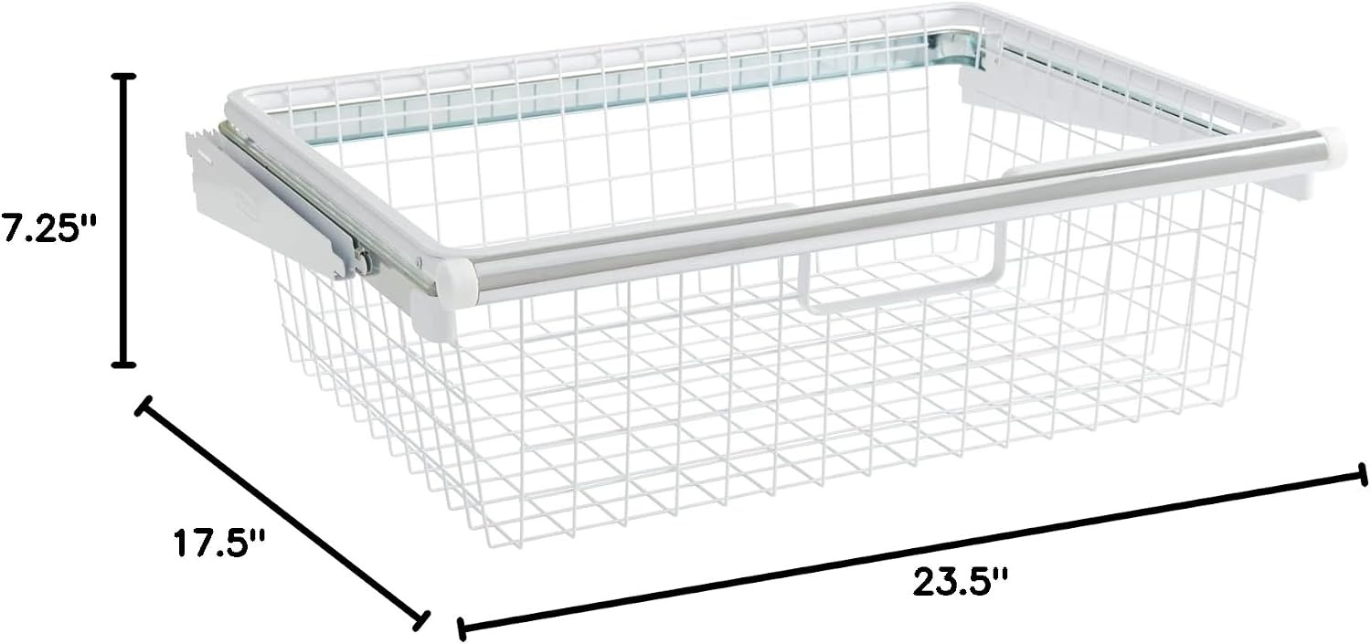 image:imageRubbermaid Configurations Sliding Basket for Closet Drawer Organization White Sturdy Slide Out Basket for HomeLaundryBathroomMudroomPantryLinen Closet