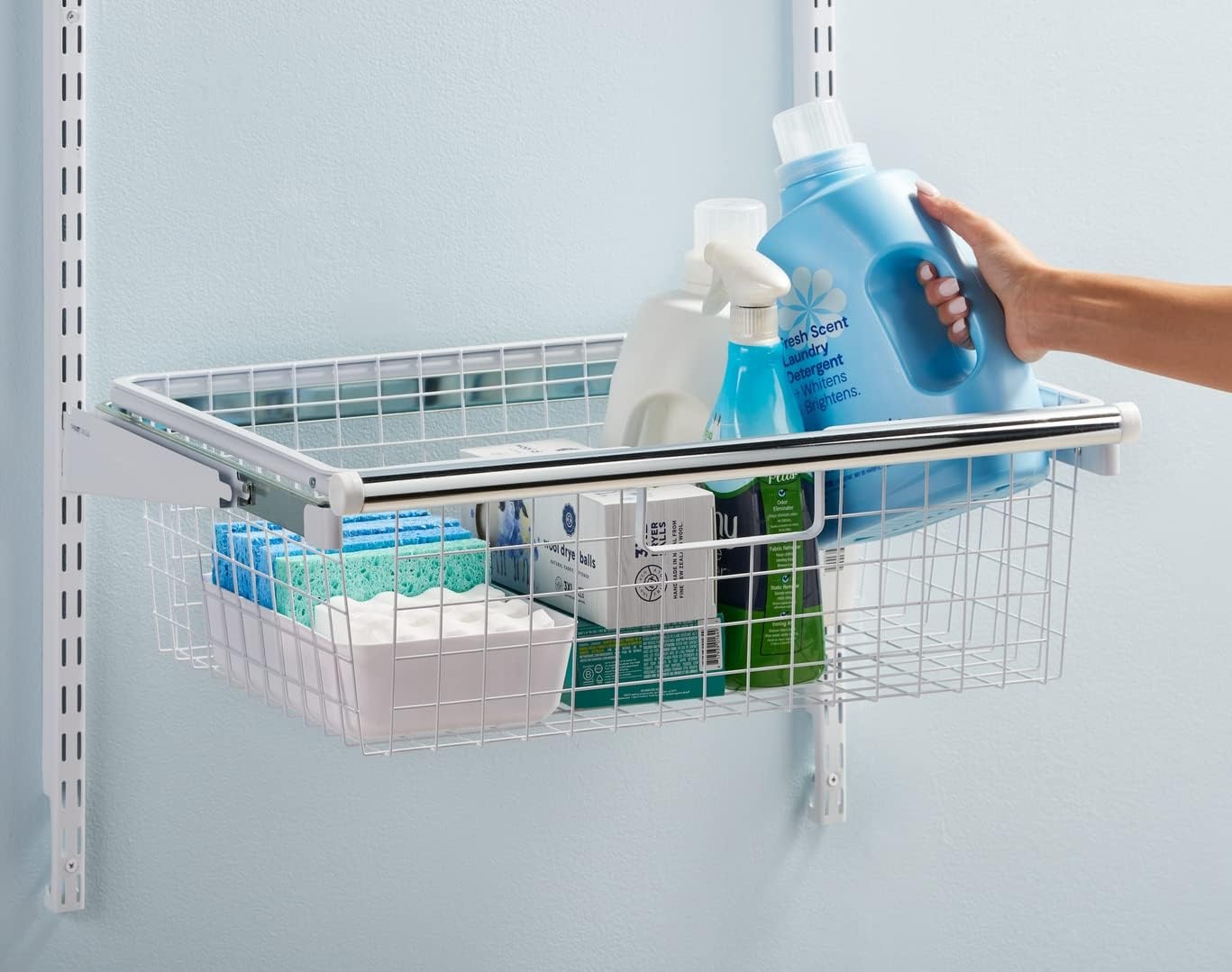 image:imageRubbermaid Configurations Sliding Basket for Closet Drawer Organization White Sturdy Slide Out Basket for HomeLaundryBathroomMudroomPantryLinen Closet