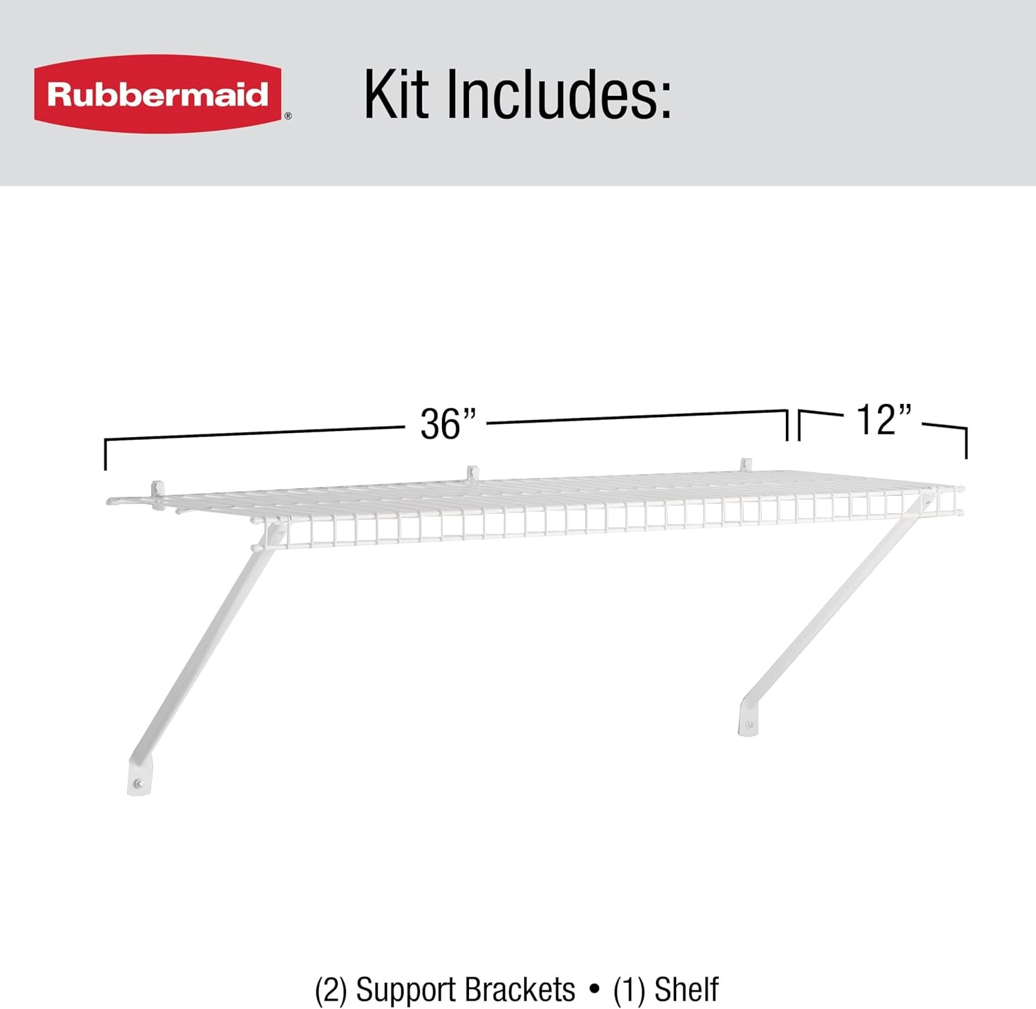 image:imageRubbermaid Direct Wall Mount Closet Shelf 6 Ft Wide Mounting Hardware Kit Included White Wire Shelving Organizer System for HomeLaundryBathroomMudroomPantryLinen Closet3 Length