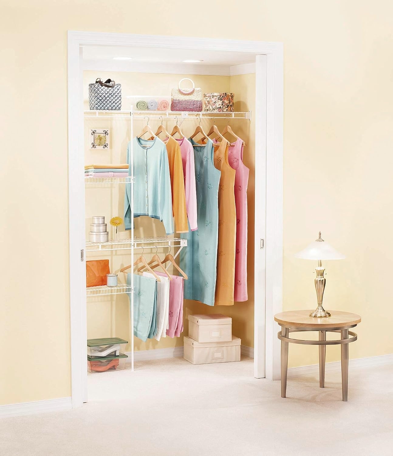 image:imageRubbermaid Direct Wall Mount Closet Shelf 6 Ft Wide Mounting Hardware Kit Included White Wire Shelving Organizer System for HomeLaundryBathroomMudroomPantryLinen Closet35 Lengths