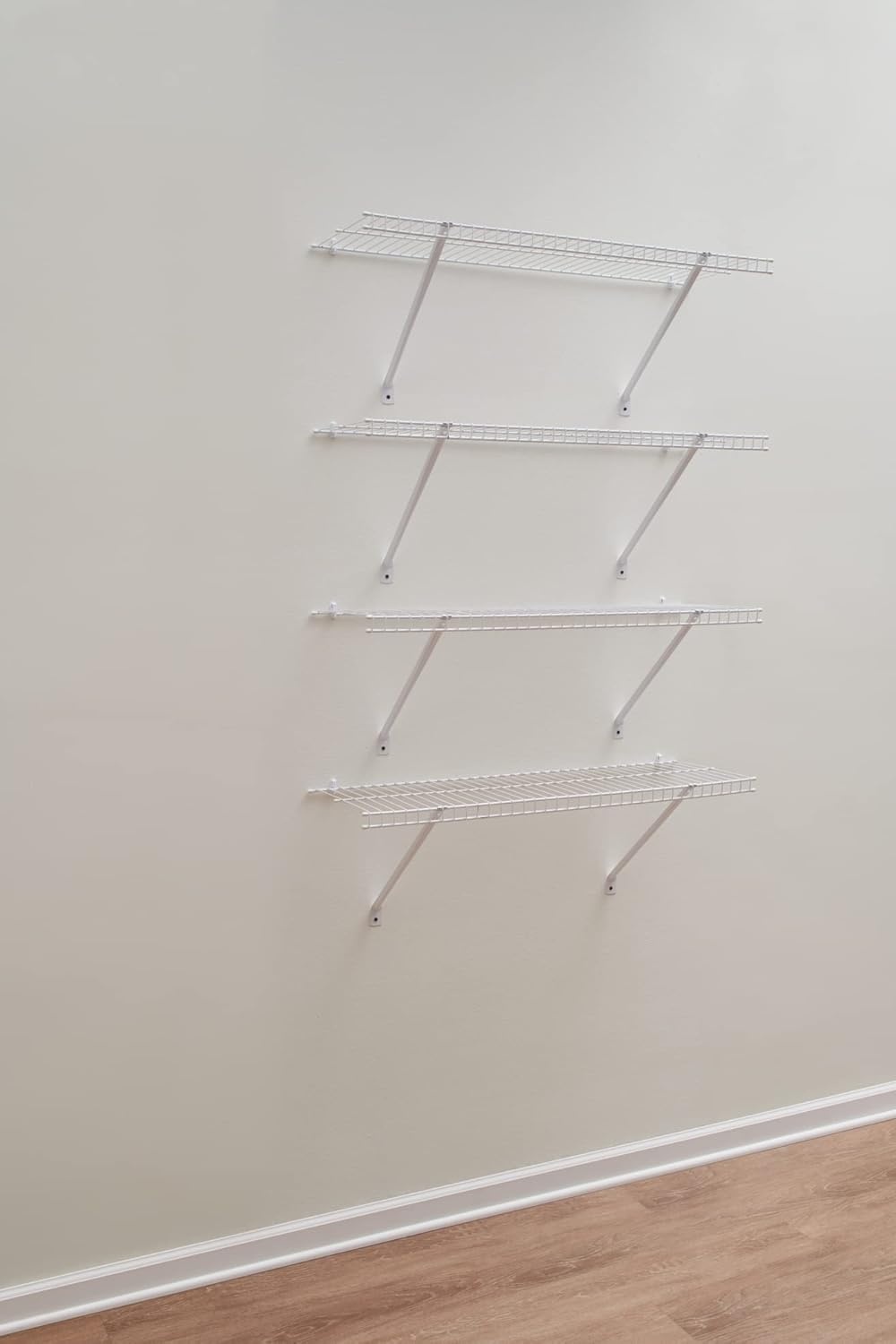 image:imageRubbermaid Direct Wall Mount Closet Shelf 6 Ft Wide Mounting Hardware Kit Included White Wire Shelving Organizer System for HomeLaundryBathroomMudroomPantryLinen Closet3 Length