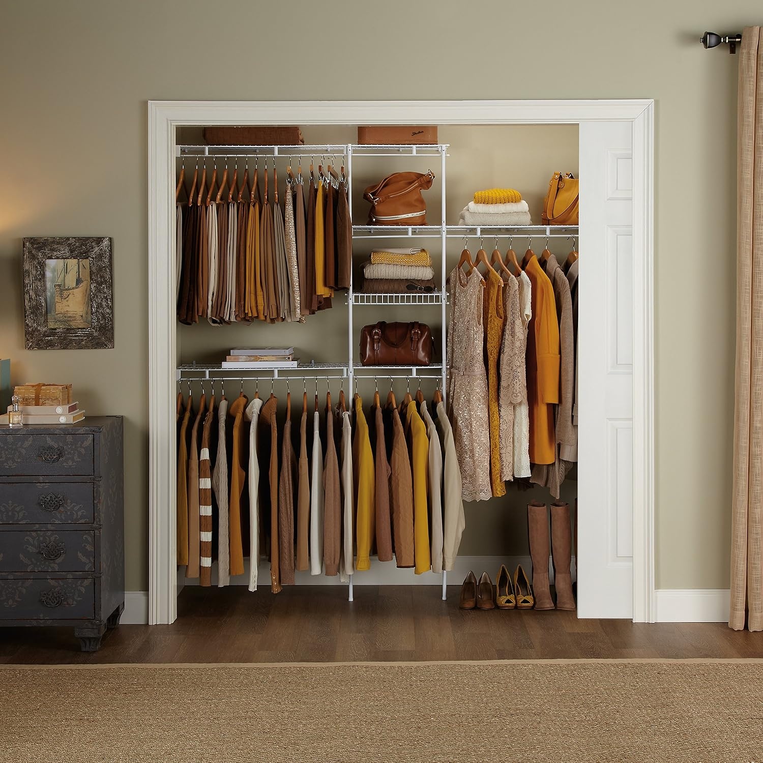 image:imageRubbermaid Direct Wall Mount Closet Shelf 6 Ft Wide Mounting Hardware Kit Included White Wire Shelving Organizer System for HomeLaundryBathroomMudroomPantryLinen Closet658 Lengths