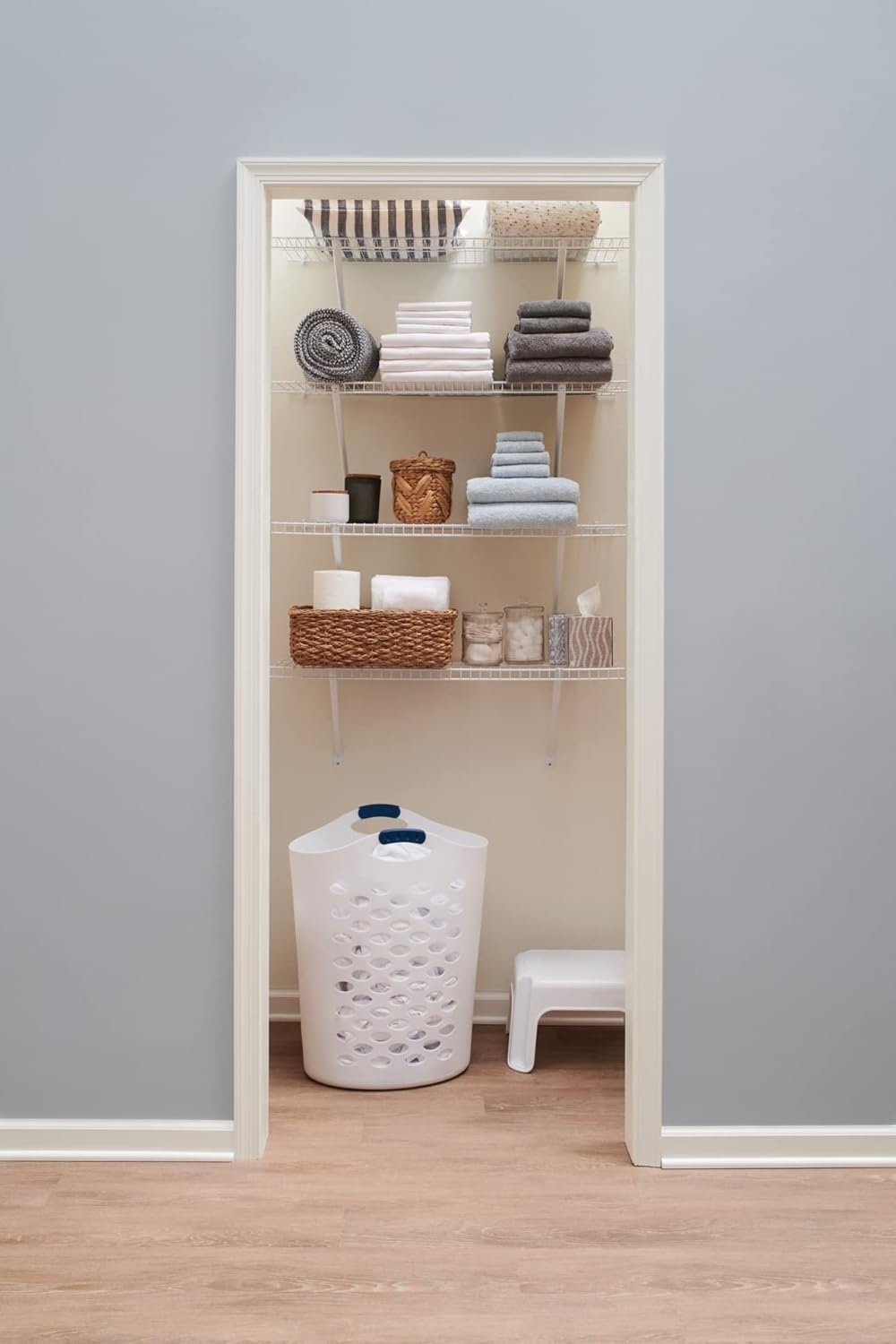 image:imageRubbermaid Direct Wall Mount Closet Shelf 6 Ft Wide Mounting Hardware Kit Included White Wire Shelving Organizer System for HomeLaundryBathroomMudroomPantryLinen Closet3 Length