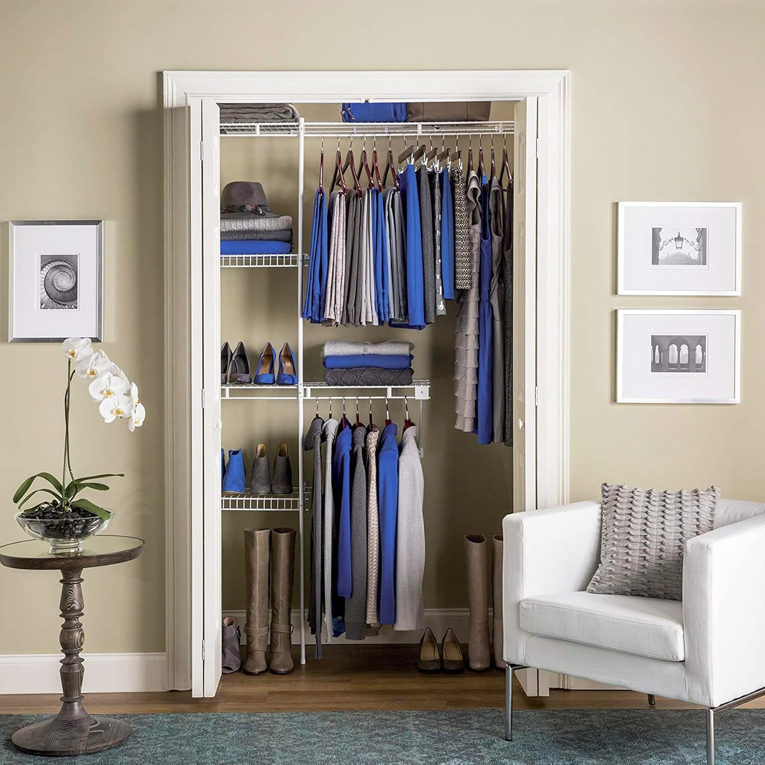 image:imageRubbermaid Direct Wall Mount Closet Shelf 6 Ft Wide Mounting Hardware Kit Included White Wire Shelving Organizer System for HomeLaundryBathroomMudroomPantryLinen Closet35 Lengths