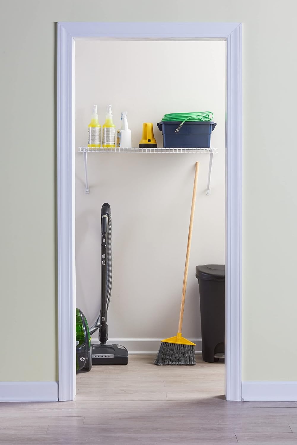 image:imageRubbermaid Direct Wall Mount Closet Shelf 6 Ft Wide Mounting Hardware Kit Included White Wire Shelving Organizer System for HomeLaundryBathroomMudroomPantryLinen Closet3 Length