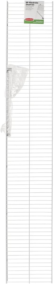 image:imageRubbermaid Direct Wall Mount Closet Shelf 6 Ft Wide Mounting Hardware Kit Included White Wire Shelving Organizer System for HomeLaundryBathroomMudroomPantryLinen Closet6 Length