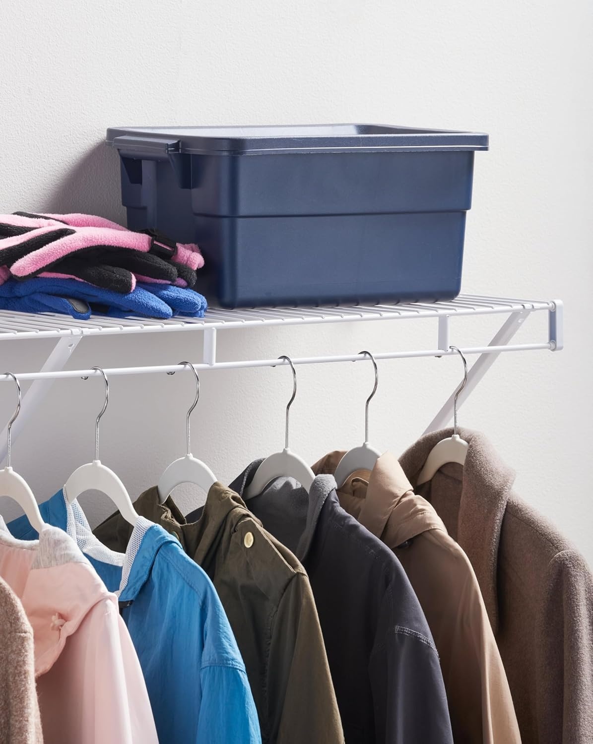 image:imageRubbermaid Direct Wall Mount Closet Shelf 6 Ft Wide Mounting Hardware Kit Included White Wire Shelving Organizer System for HomeLaundryBathroomMudroomPantryLinen Closet4 Length