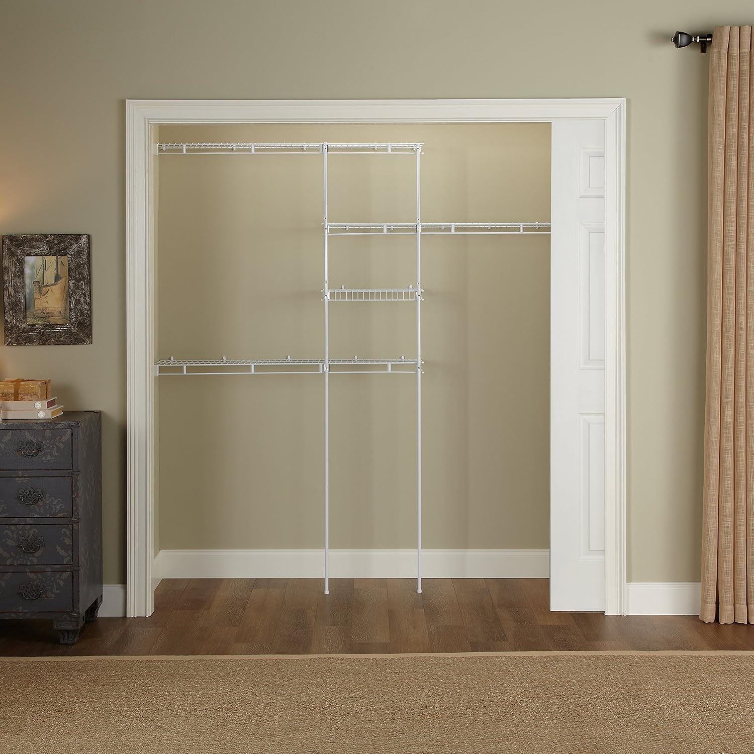 image:imageRubbermaid Direct Wall Mount Closet Shelf 6 Ft Wide Mounting Hardware Kit Included White Wire Shelving Organizer System for HomeLaundryBathroomMudroomPantryLinen Closet658 Lengths