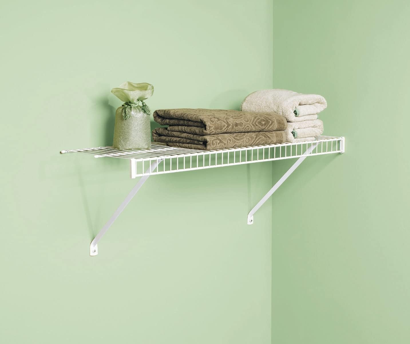 image:imageRubbermaid Direct Wall Mount Closet Shelf 6 Ft Wide Mounting Hardware Kit Included White Wire Shelving Organizer System for HomeLaundryBathroomMudroomPantryLinen Closet3 Length