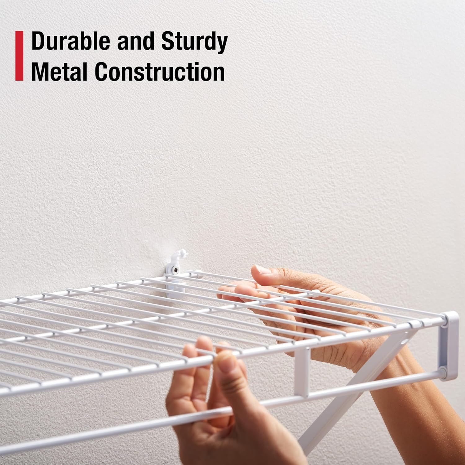 image:imageRubbermaid Direct Wall Mount Closet Shelf 6 Ft Wide Mounting Hardware Kit Included White Wire Shelving Organizer System for HomeLaundryBathroomMudroomPantryLinen Closet4 Length