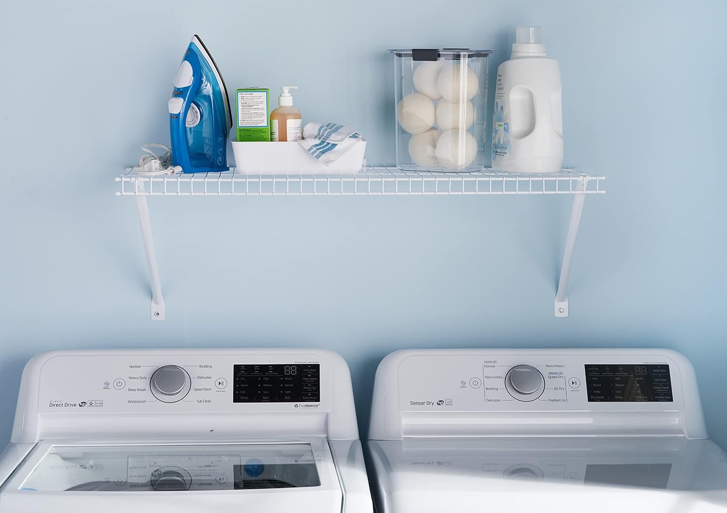 image:imageRubbermaid Direct Wall Mount Closet Shelf 6 Ft Wide Mounting Hardware Kit Included White Wire Shelving Organizer System for HomeLaundryBathroomMudroomPantryLinen Closet3 Length