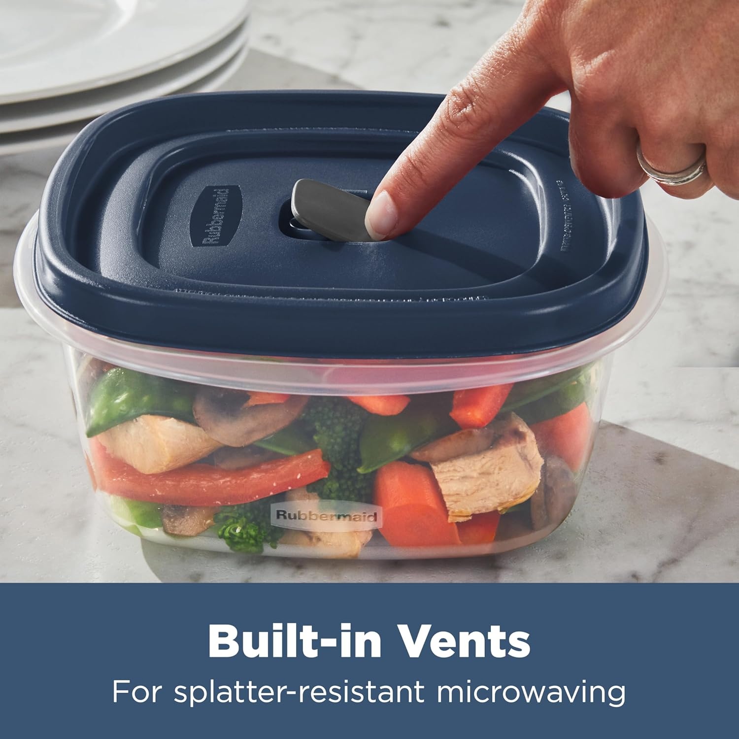 image:imageRubbermaid Easy Find Lids Food Storage Containers with Vented Lids 26 Piece Set Blue